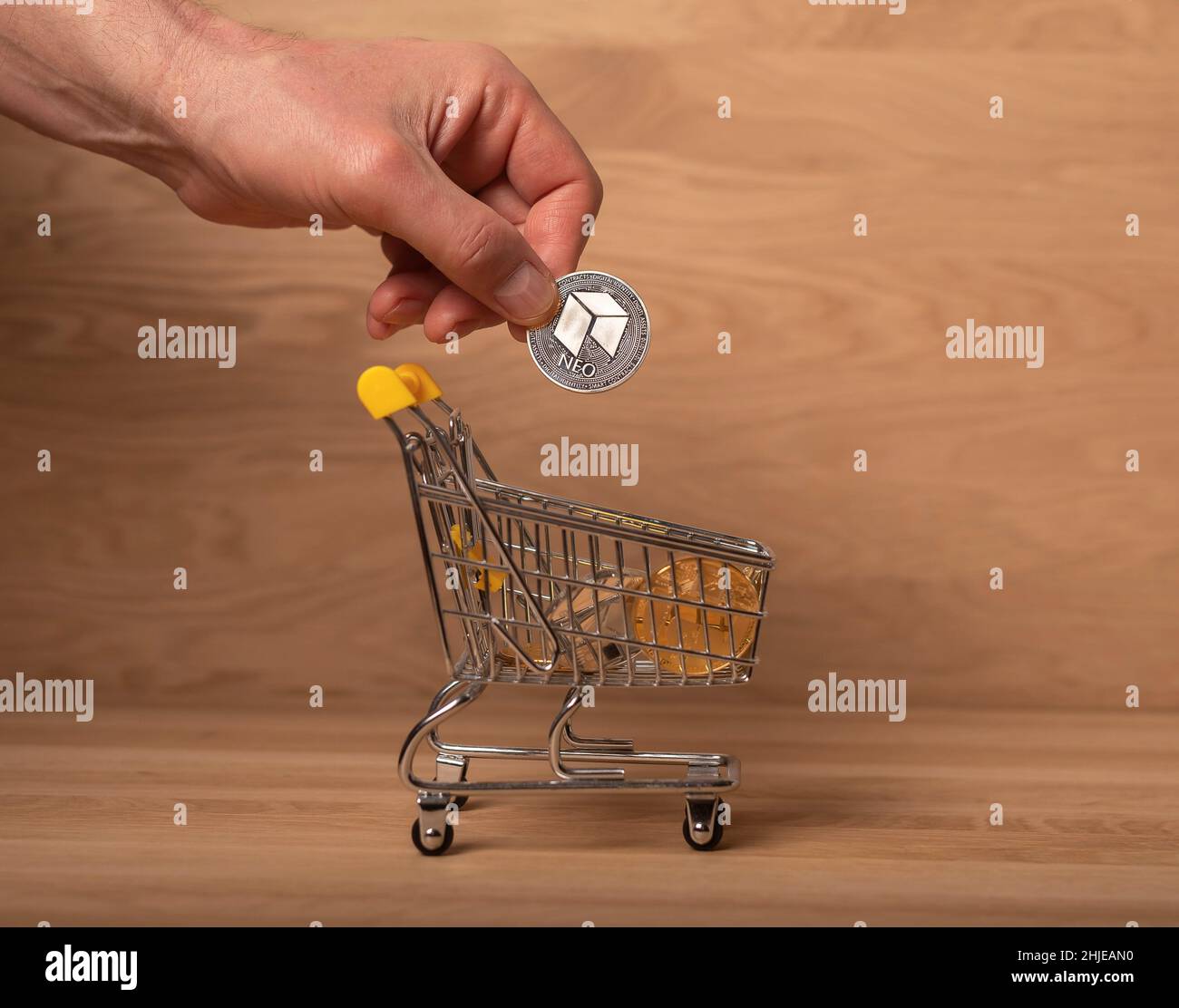 Basket filled with coins crypto currency bitcoin ethereum litetcoin Stock  Photo - Alamy