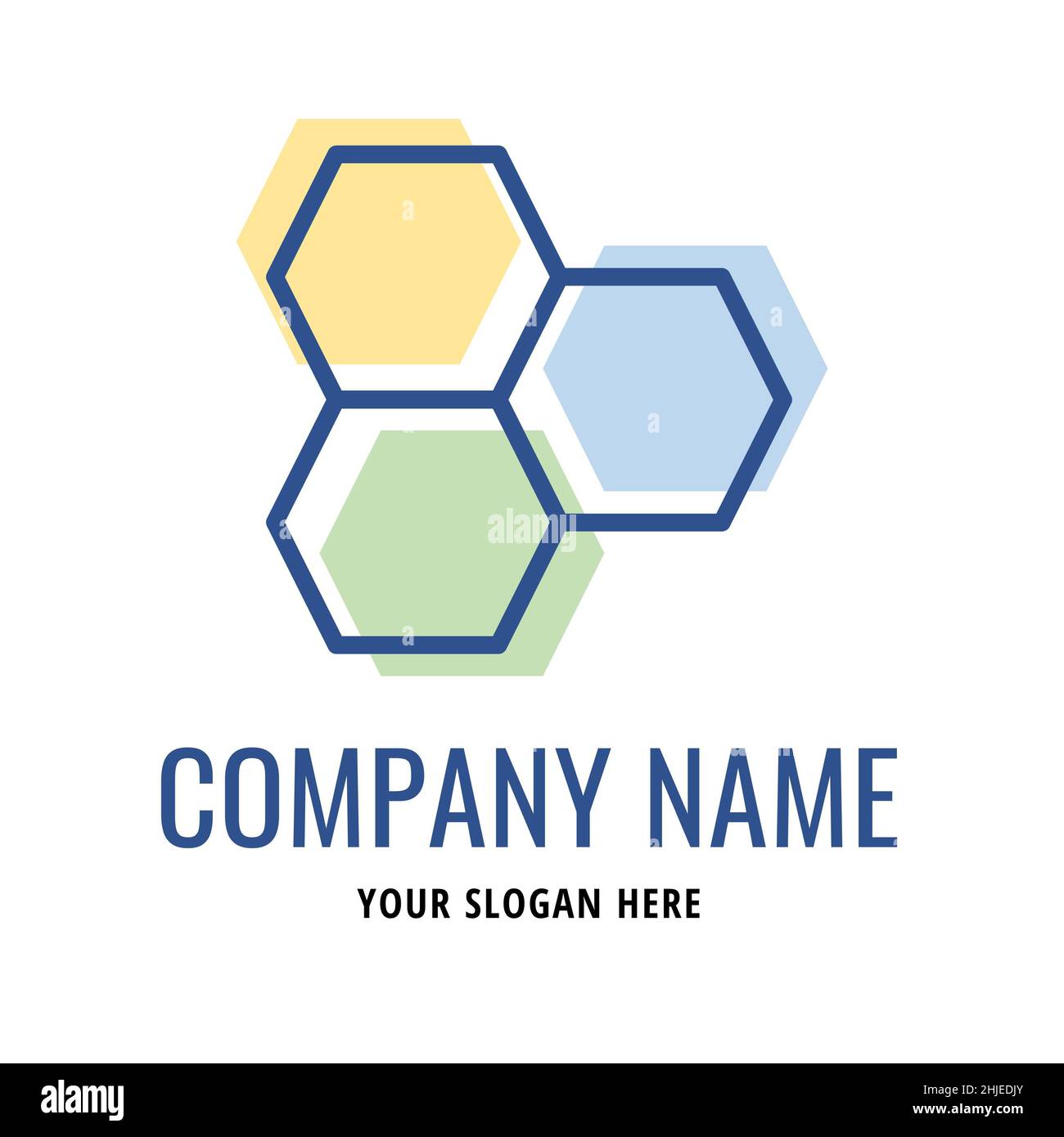 simple hexagon or honeycomb logo. lineal color style vector. logos for technology companies. Stock Photo