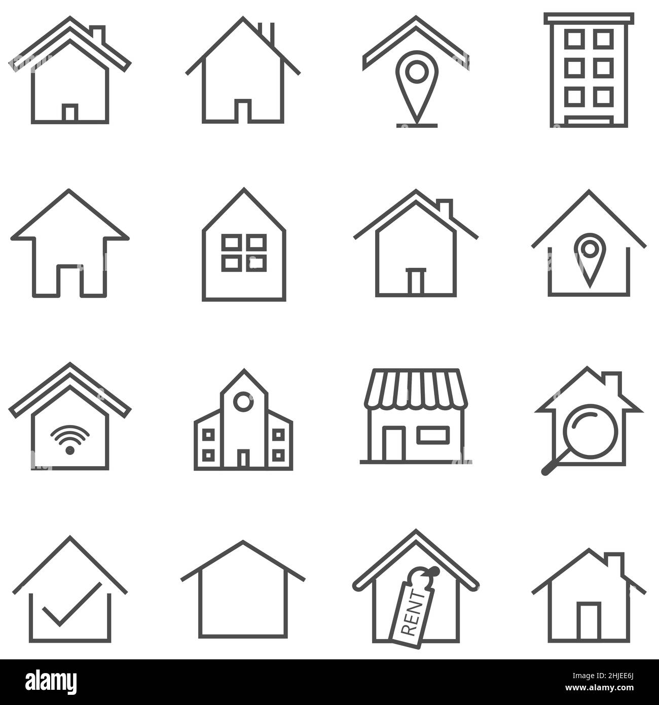 Set of home icon vector illustrator. House linear line symbol Stock ...