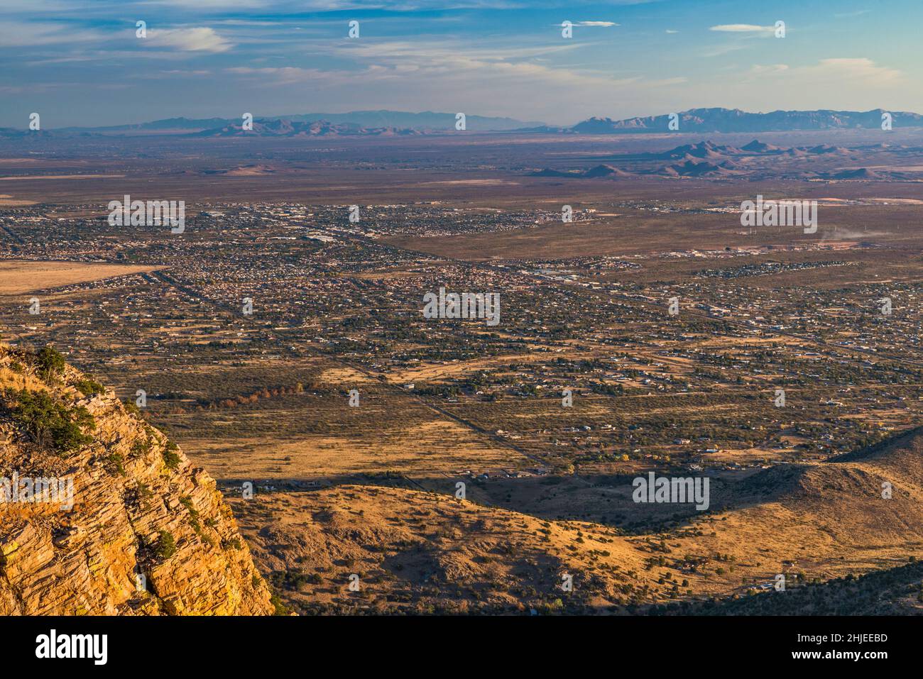 Urban sprawl of city of Sierra Vista, view from Carr Canyon Road