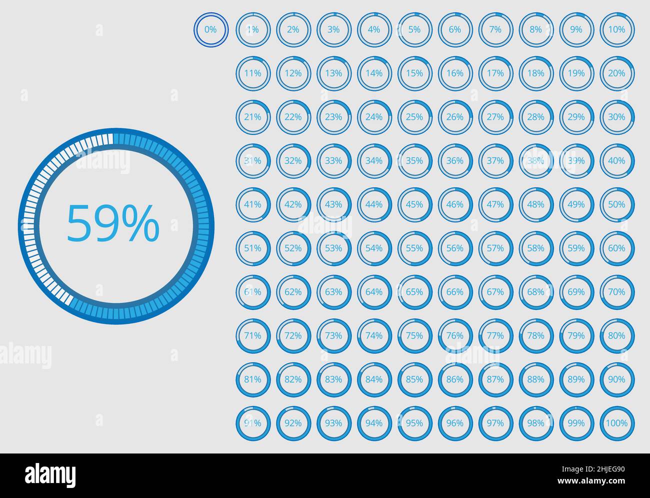 Set of Percentage Meter for Report Progress, Icon loader 0 to 100 Dark blue  background with light blue color Loader Indicator. Start to finish symbol  Stock Vector Image & Art - Alamy