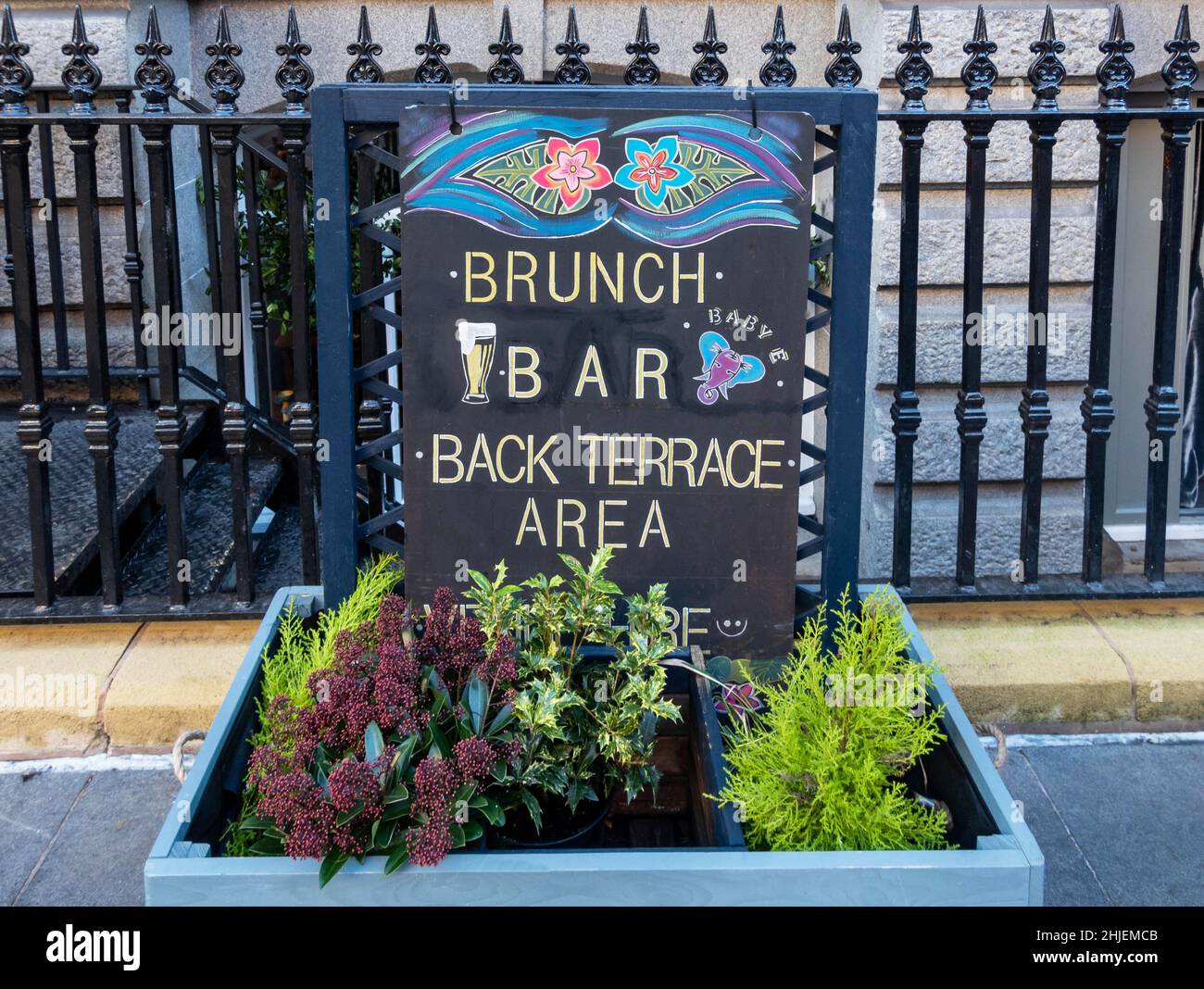 Sign outside a bar restaurant on Dale Street in Liverpool Stock Photo