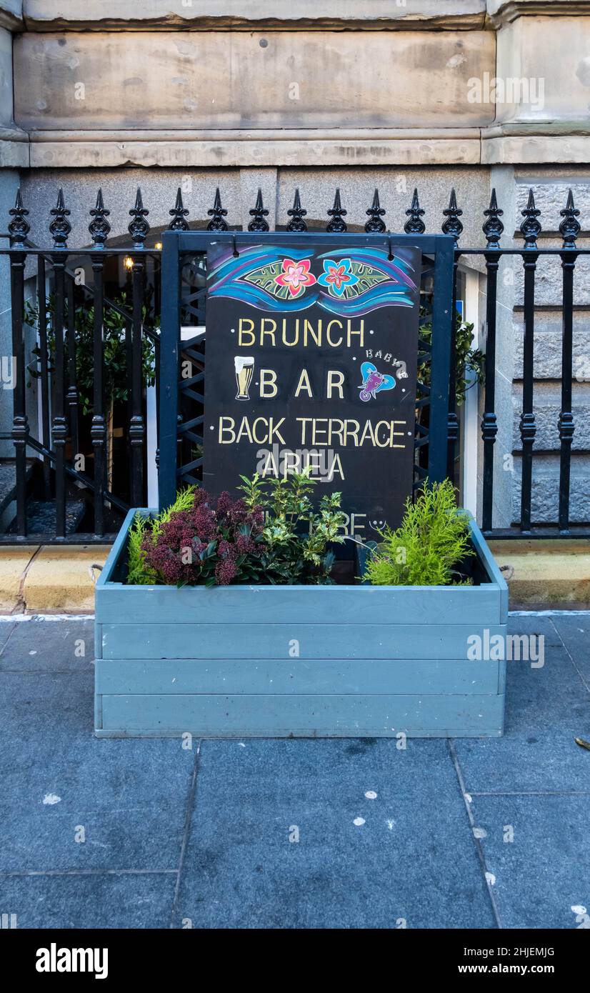 Sign outside a bar restaurant on Dale Street in Liverpool Stock Photo
