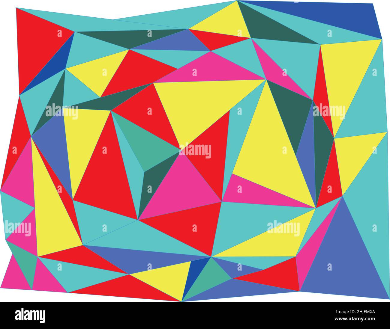 Vector graphics showing a multicolored texture resulting from scaling, rotating, coloring triangles. Stock Vector