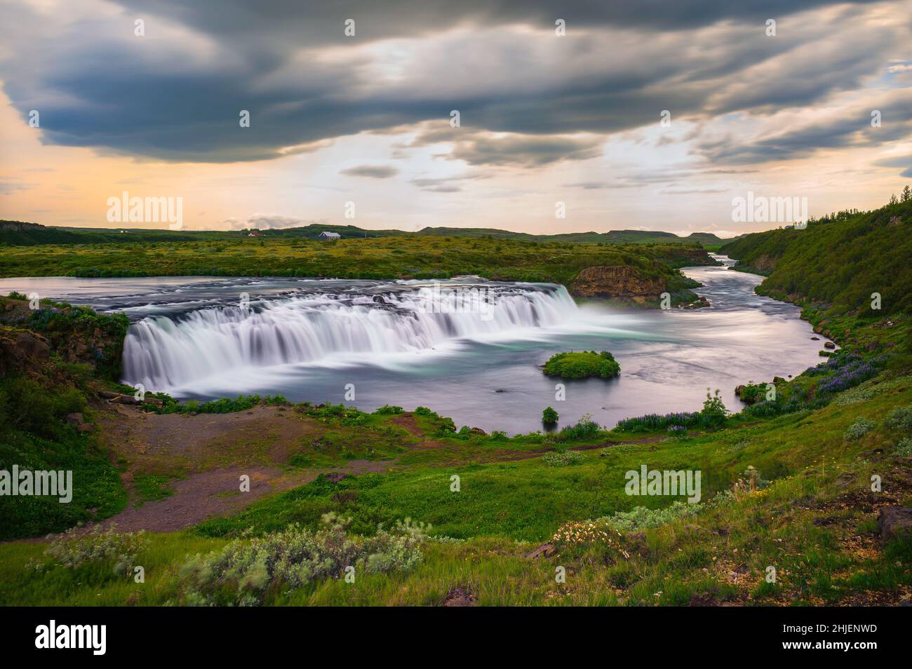 Faxafoss waterfall also called the Faxi waterfall in south Iceland Stock Photo