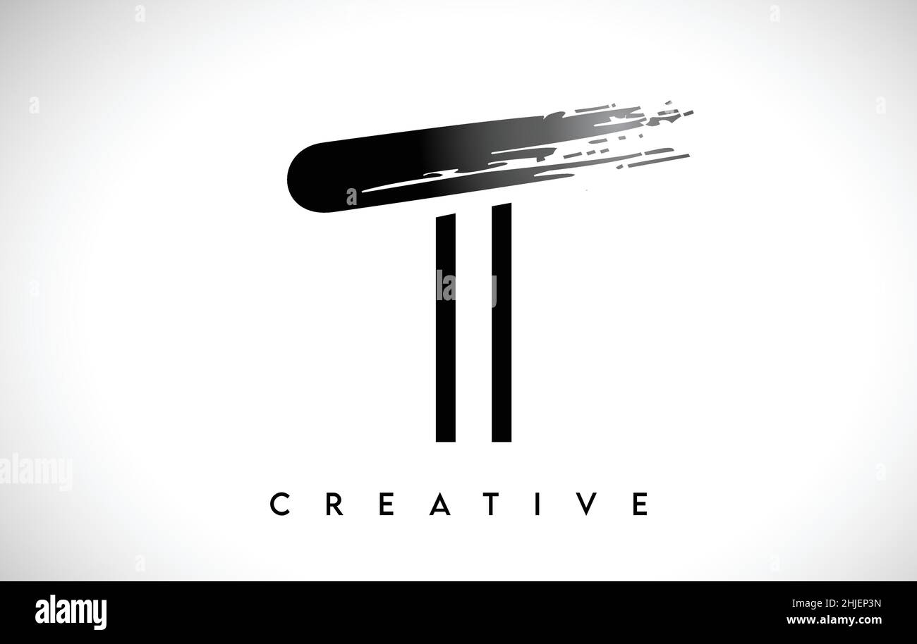 Outline Monogram Letter T Brush Stroke Design Logo Icon with Artistic ...