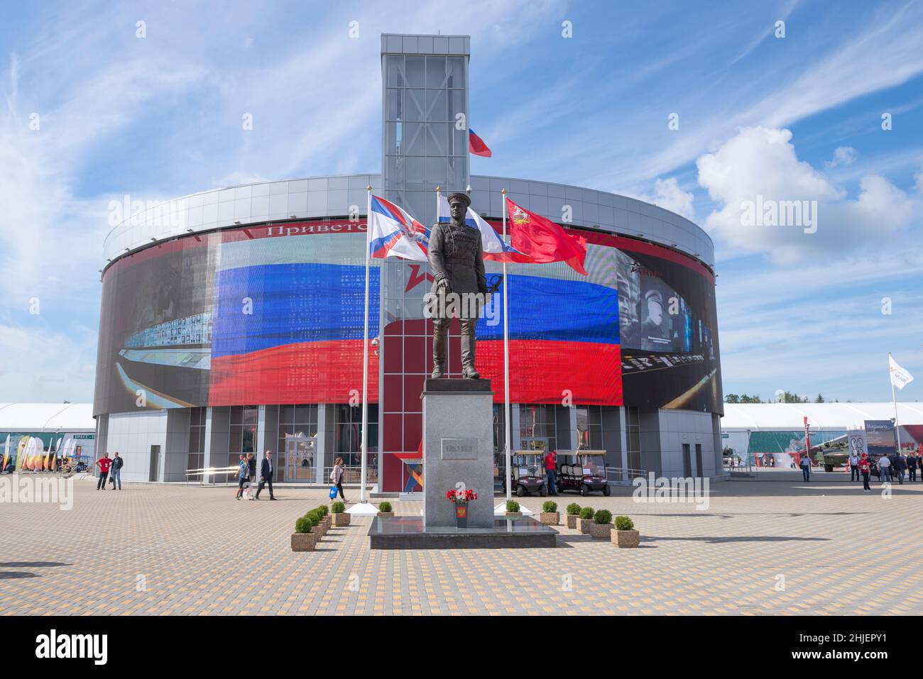 MOSCOW REGION, RUSSIA - AUGUST 25, 2020: View of the monument to Soviet Marshal I.S. Konev on a sunny August day. Patriot Park Stock Photo