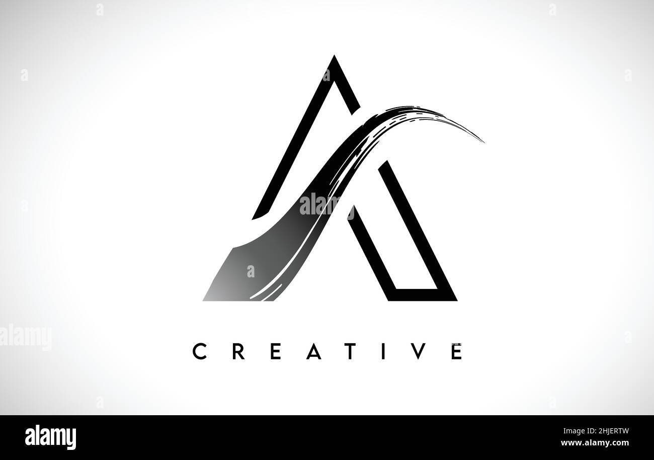 Outline Monogram Letter A Brush Stroke Design Logo Icon with Artistic ...