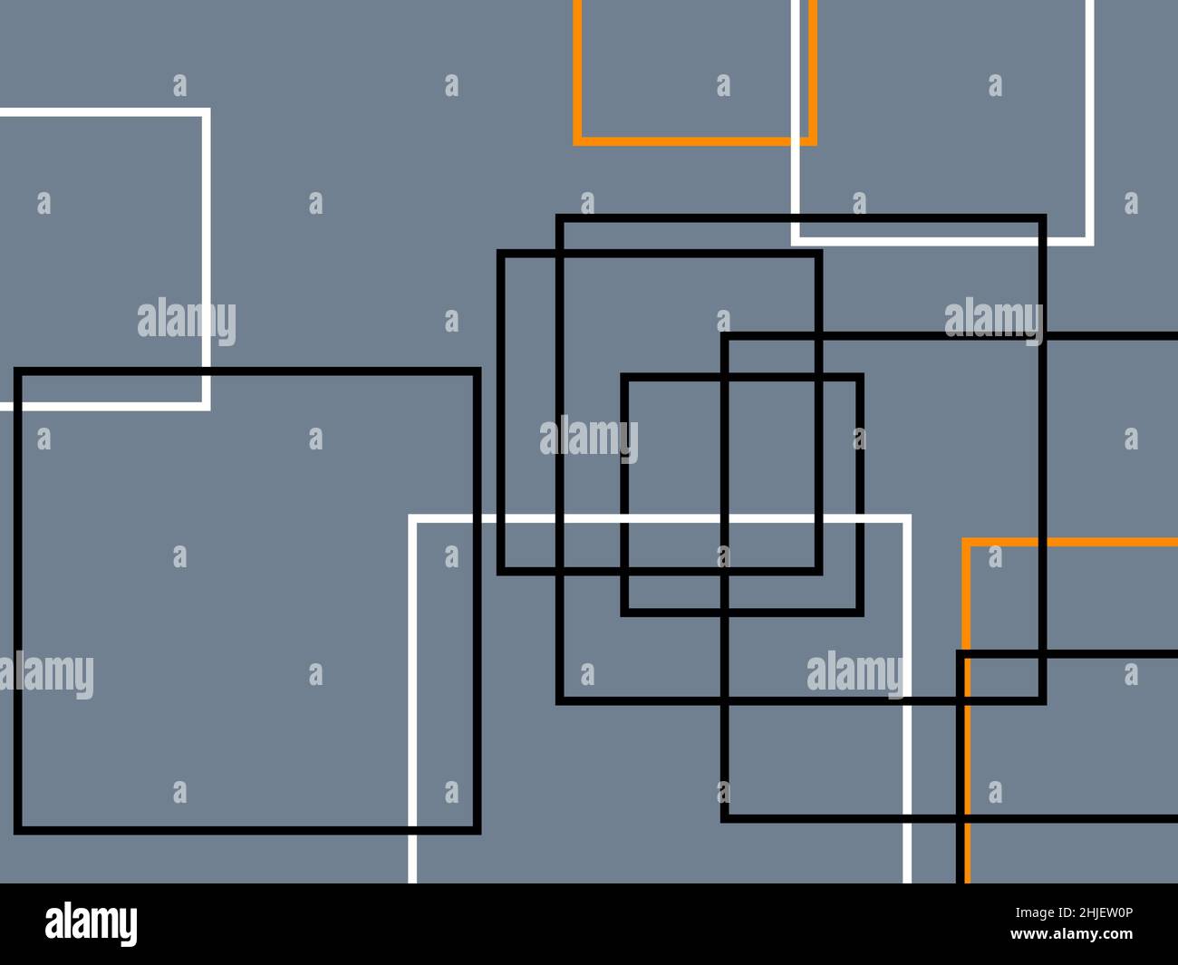 Abstract minimalist orange white grey illustration with squares and ...