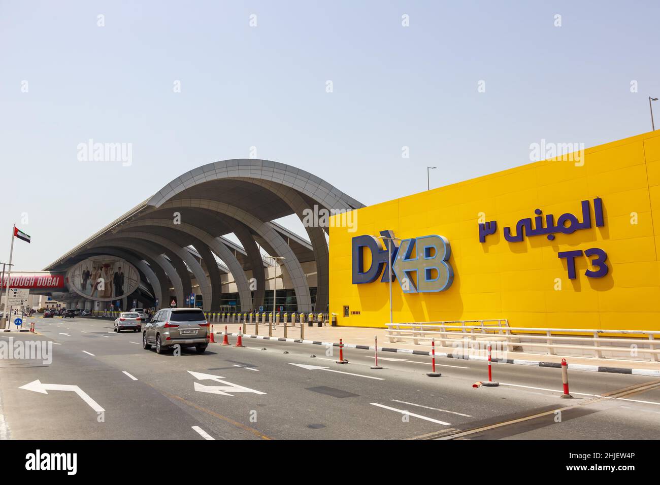 Dubai, United Arab Emirates - May 28, 2021: Terminal 3 of Dubai International Airport (DXB) in the United Arab Emirates. Stock Photo