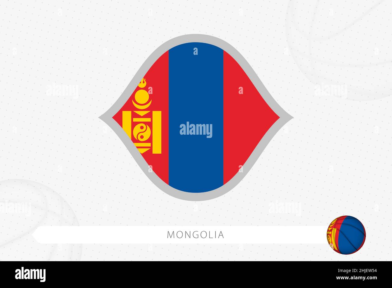 Mongolia flag for basketball competition on gray basketball background. Sports vector illustration. Stock Vector