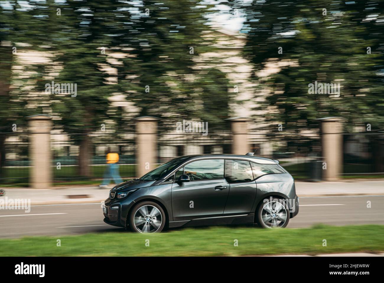 Electric BMW i3 is a Bclass, highroof hatchback Fast Driving In City