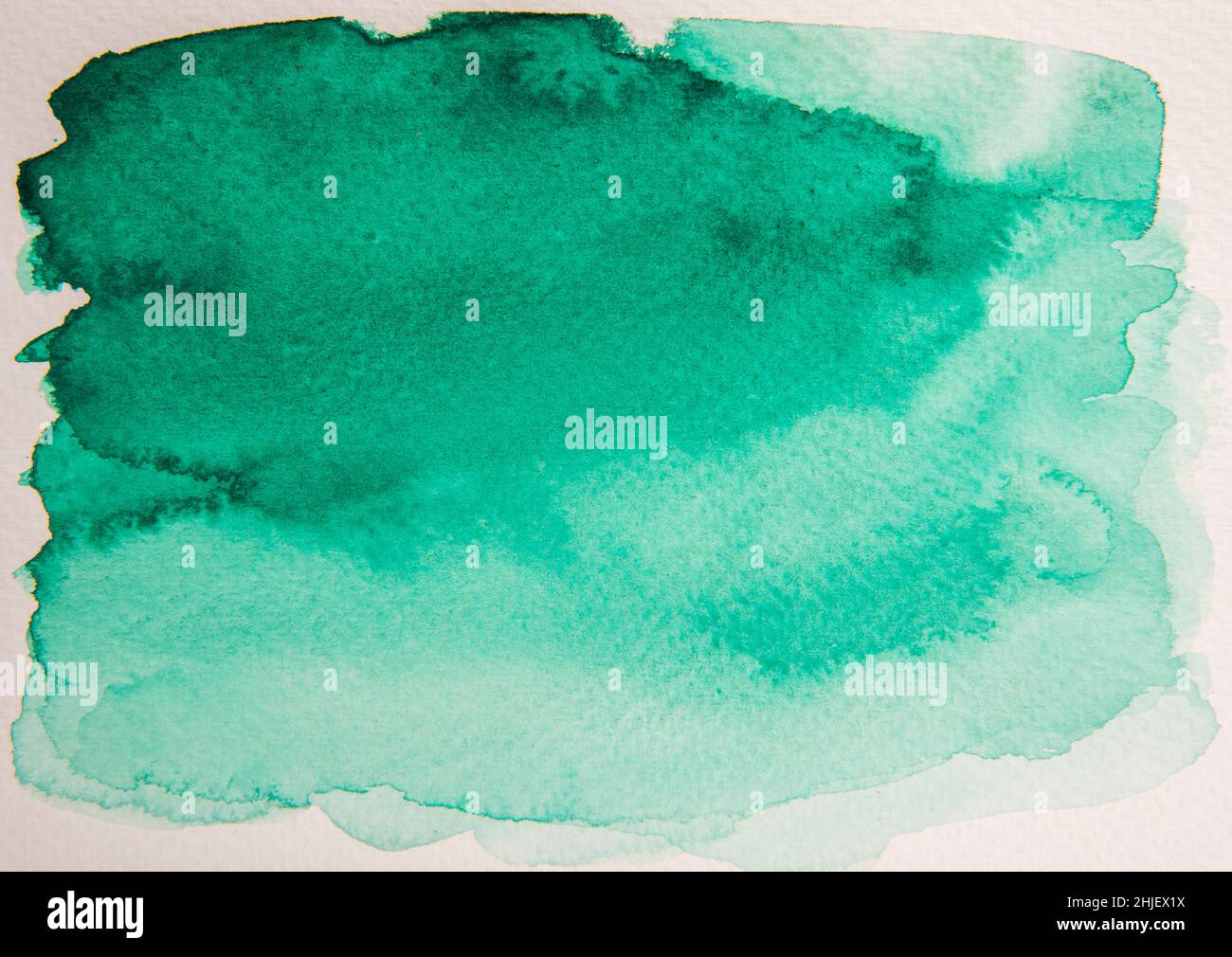 Emerald green handmade watercolor background gradient paint Stock Photo