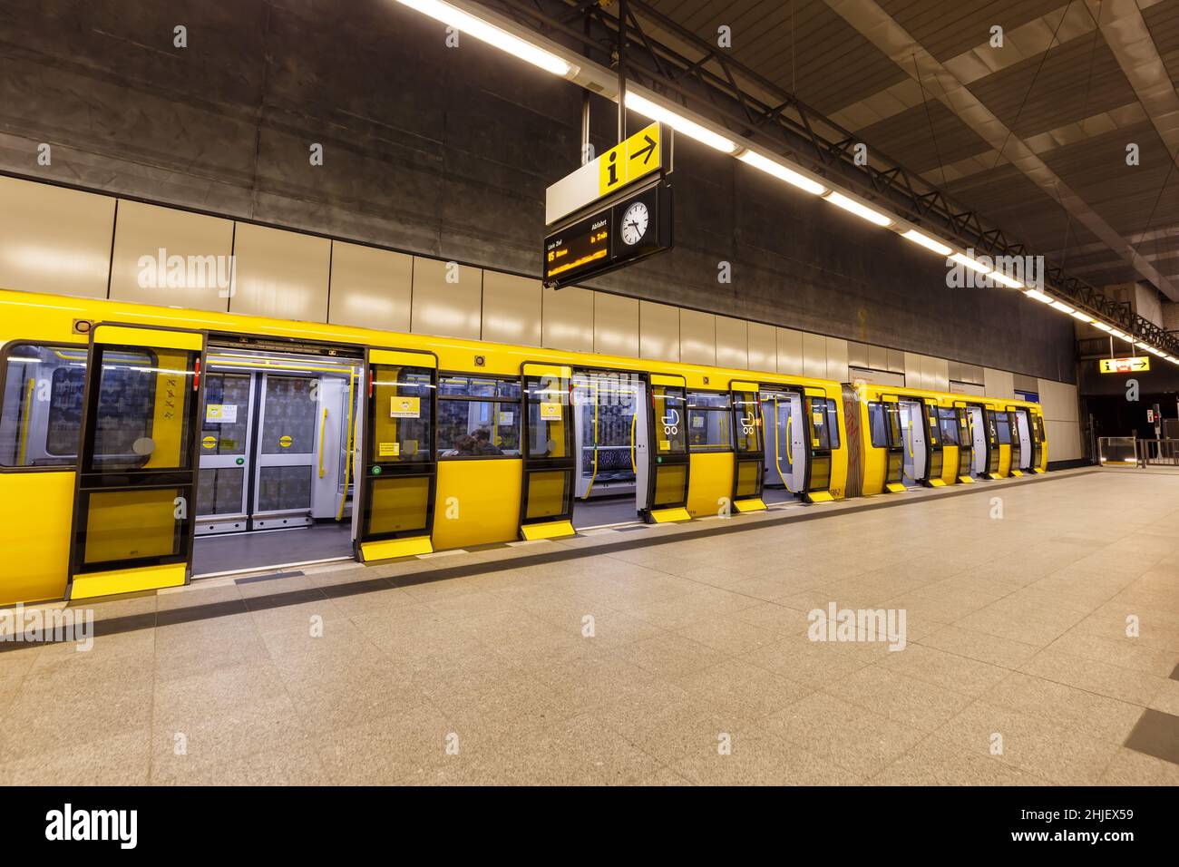 Berlin, Germany - April 22, 2021: Metro U-Bahn Underground train IK type at Hauptbahnhof main station in Berlin, Germany. Stock Photo