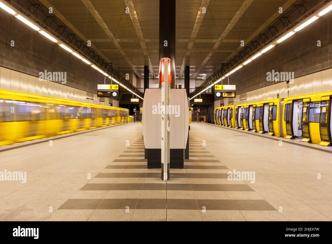 Berlin, Germany - April 22, 2021: Metro U-Bahn Underground Hauptbahnhof main station in Berlin, Germany. Stock Photo