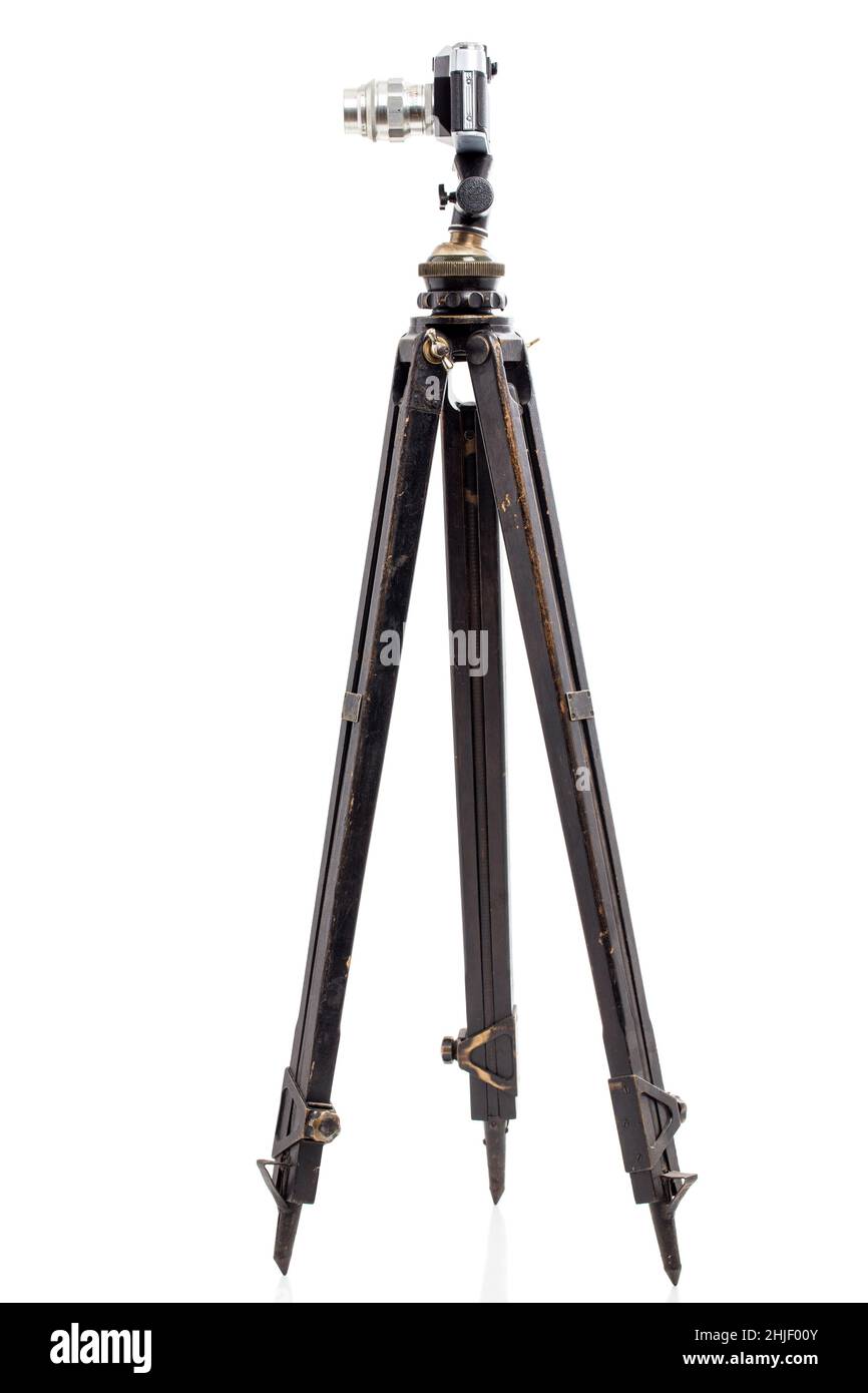 Old camera on wooden tripod hi-res stock photography and images - Alamy