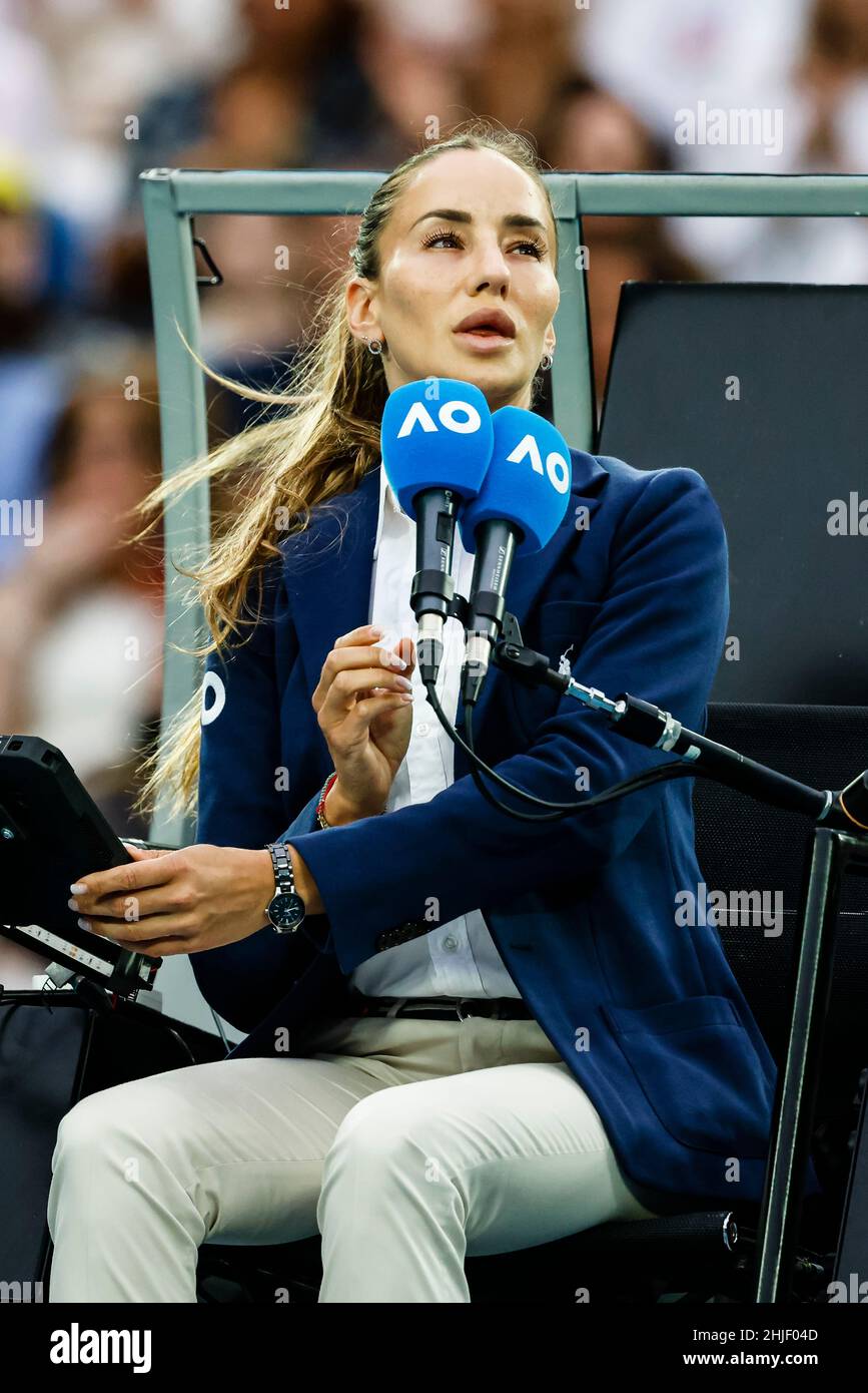 Melbourne, Australia, 29th Jan, 2022. Umpire Mariana Veljovic during