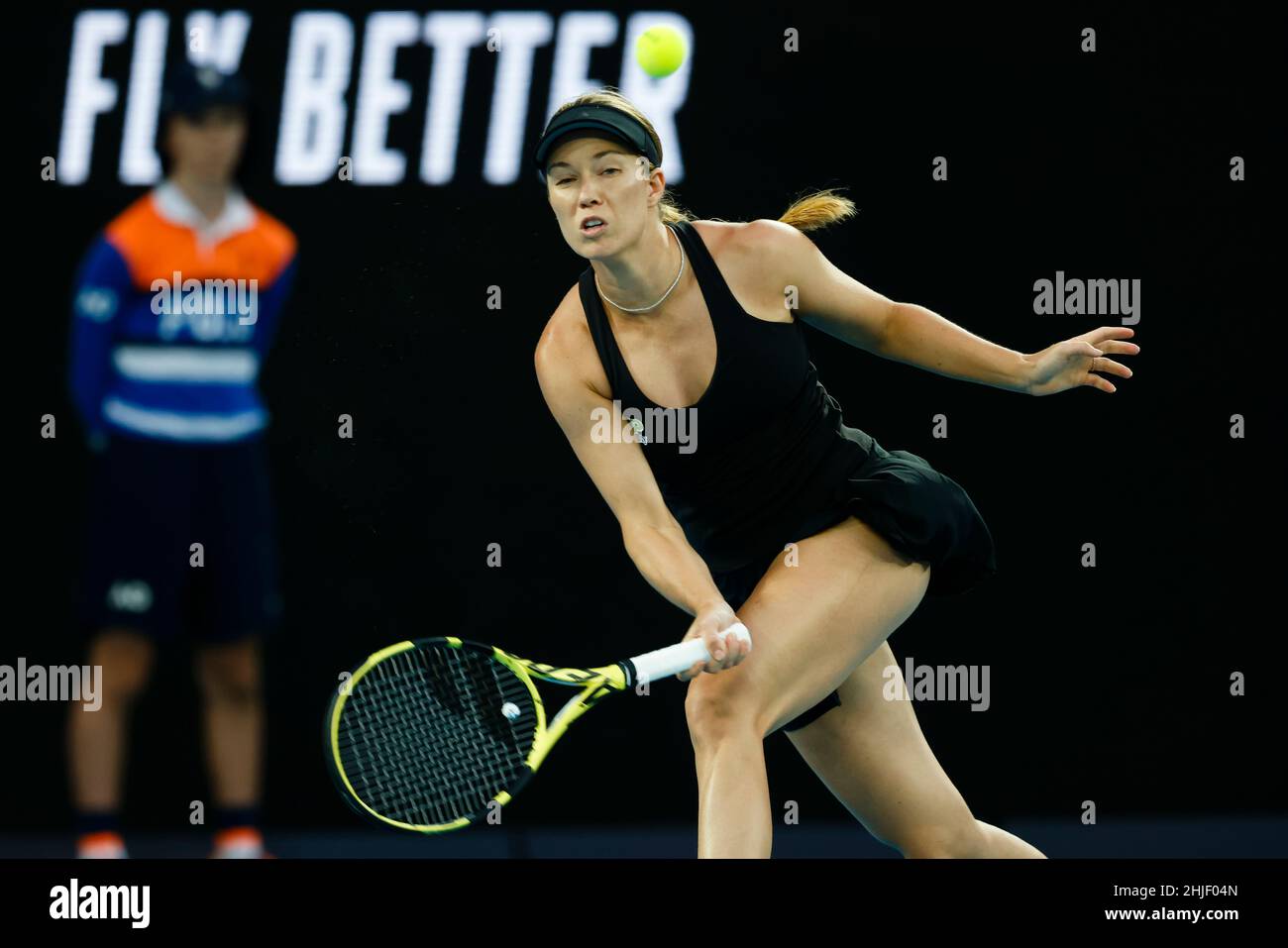 Melbourne, Australia, 29th Jan, 2022. Tennis player Danielle Collins is in action during the