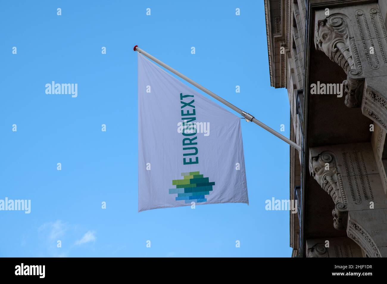Flag Euronext At Amsterdam The Netherlands 28-1-2020 Stock Photo