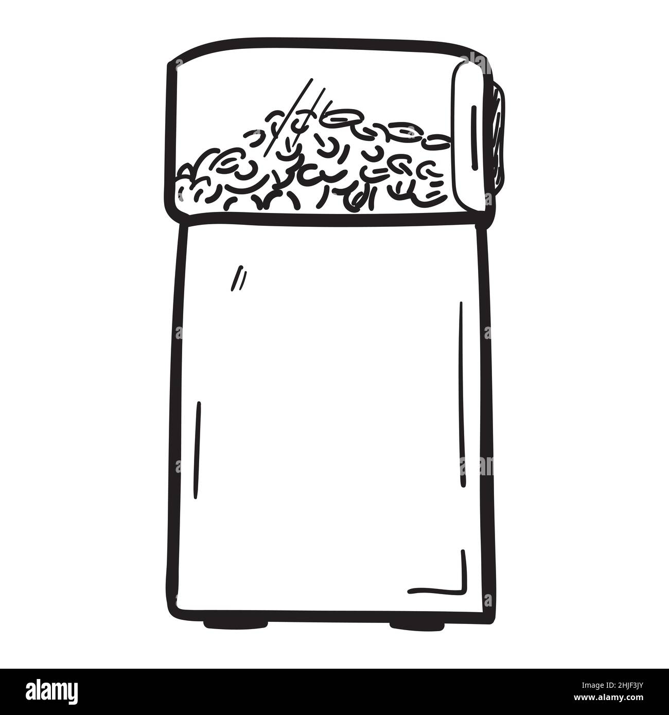 Hand drawn coffee grinder icon in doodle style isolated. Stock Vector