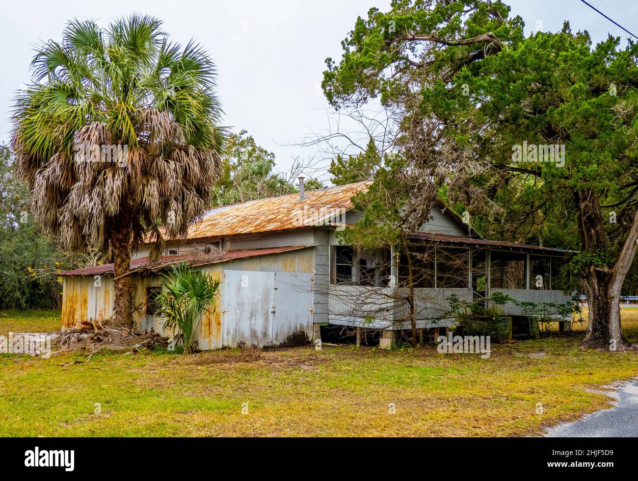 Old abandoned house on Cedar Key Florida USA Stock Photo