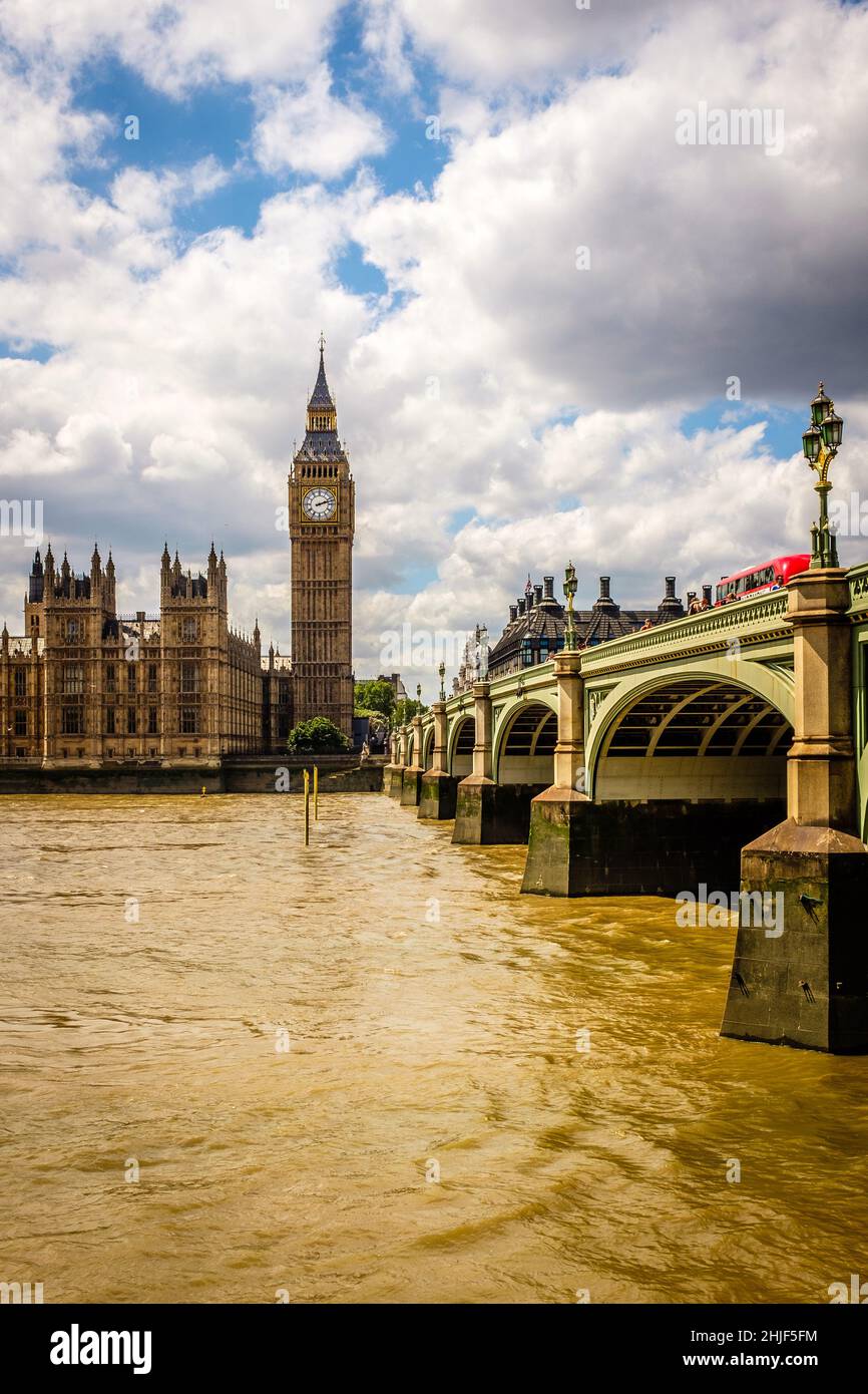 Houses-of-parliament and Westminster Bridge Stock Photo