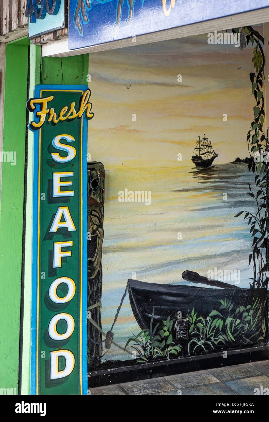 Seafood sign on Cedar Key Florida USA Stock Photo Alamy