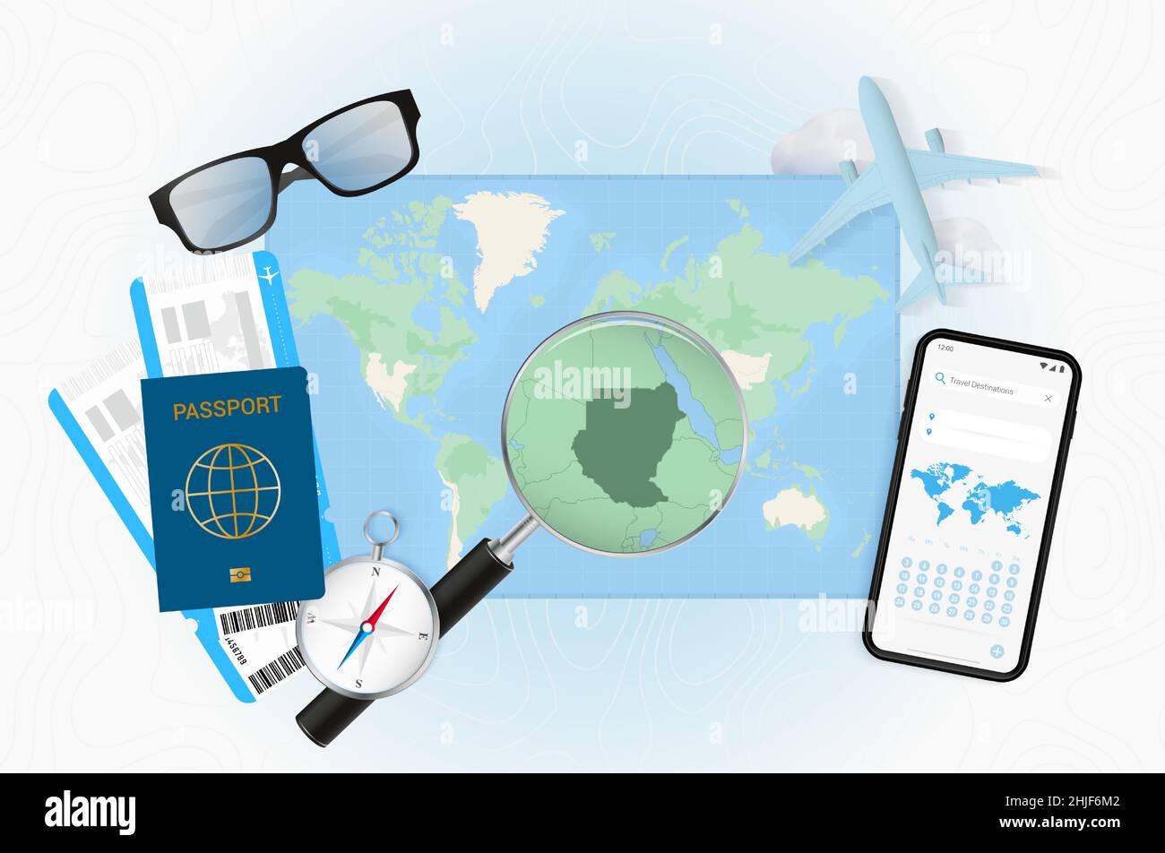 Map sudan magnifying glass Stock Vector Images - Alamy