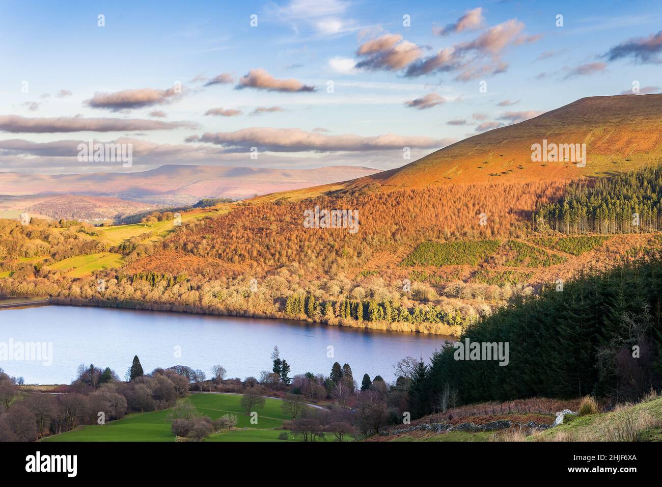 Beautiful rural farmland and hills in Talybont, Brecon Beacons, Wales, UK Stock Photo
