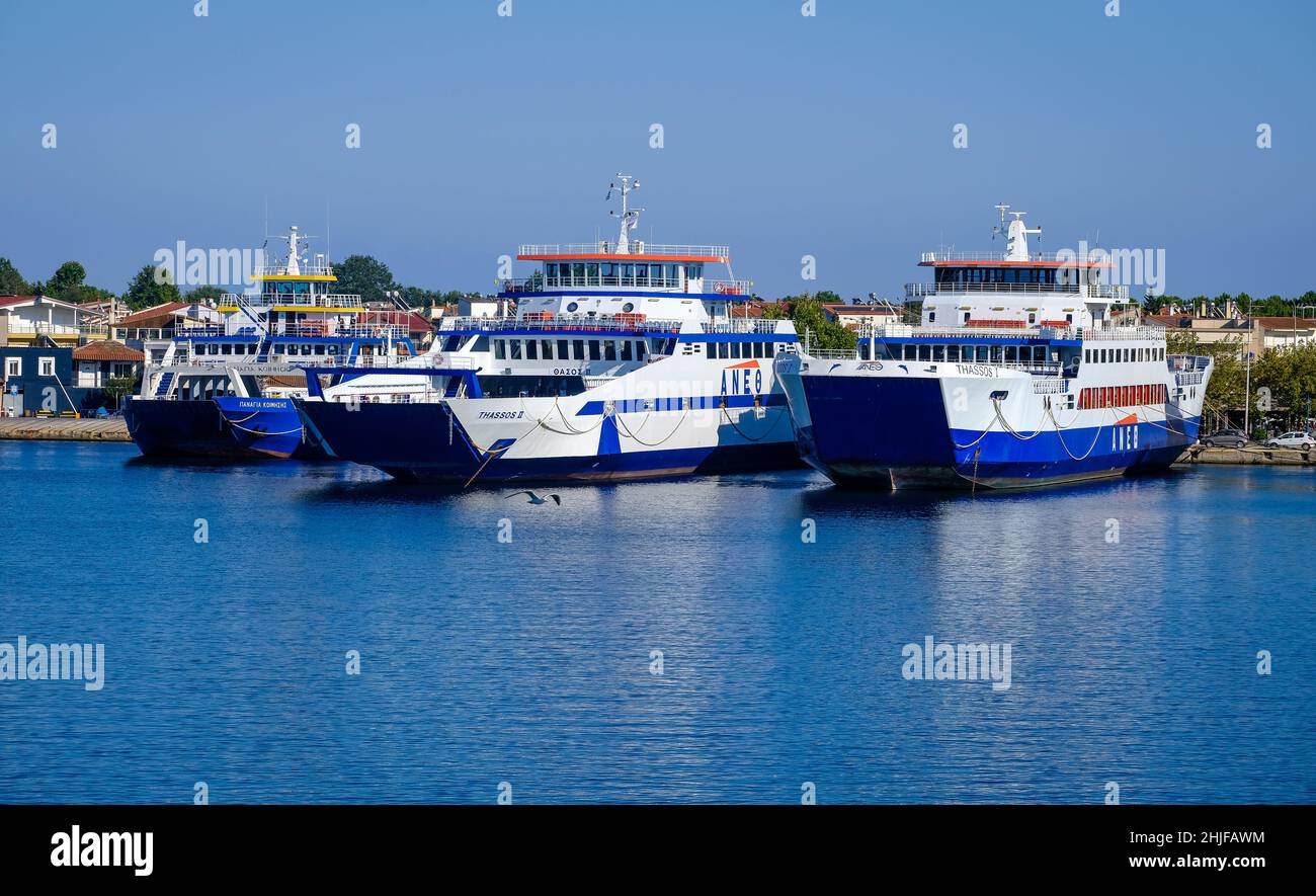 Keramoti, Greece - ferries to Limenas on Thassos in Keramoti port ...