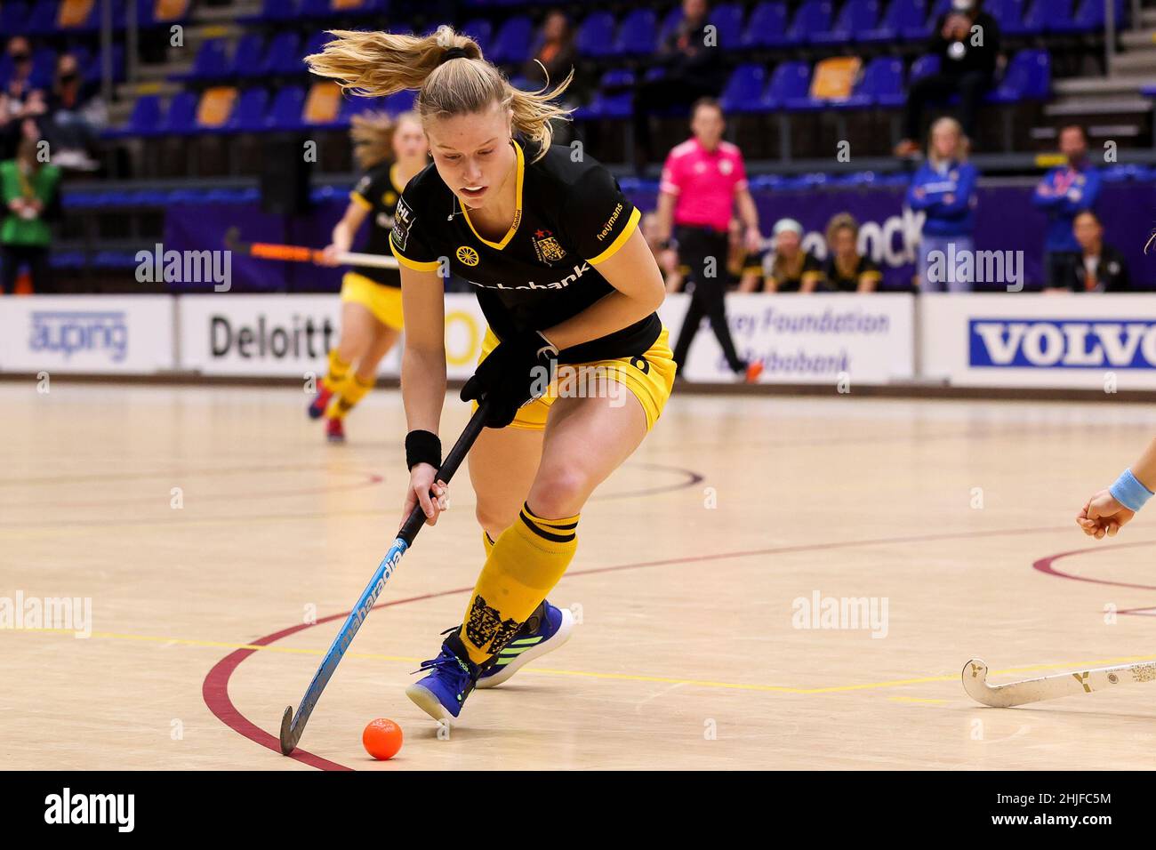 ROTTERDAM, NETHERLANDS - JANUARY 29: Teuntje de Wit of Den Bosch D1 during  the NK Zaalhockey match between Hurley D1 and Den Bosch D1 at  Topsportcentrum Rotterdam on January 29, 2022 in