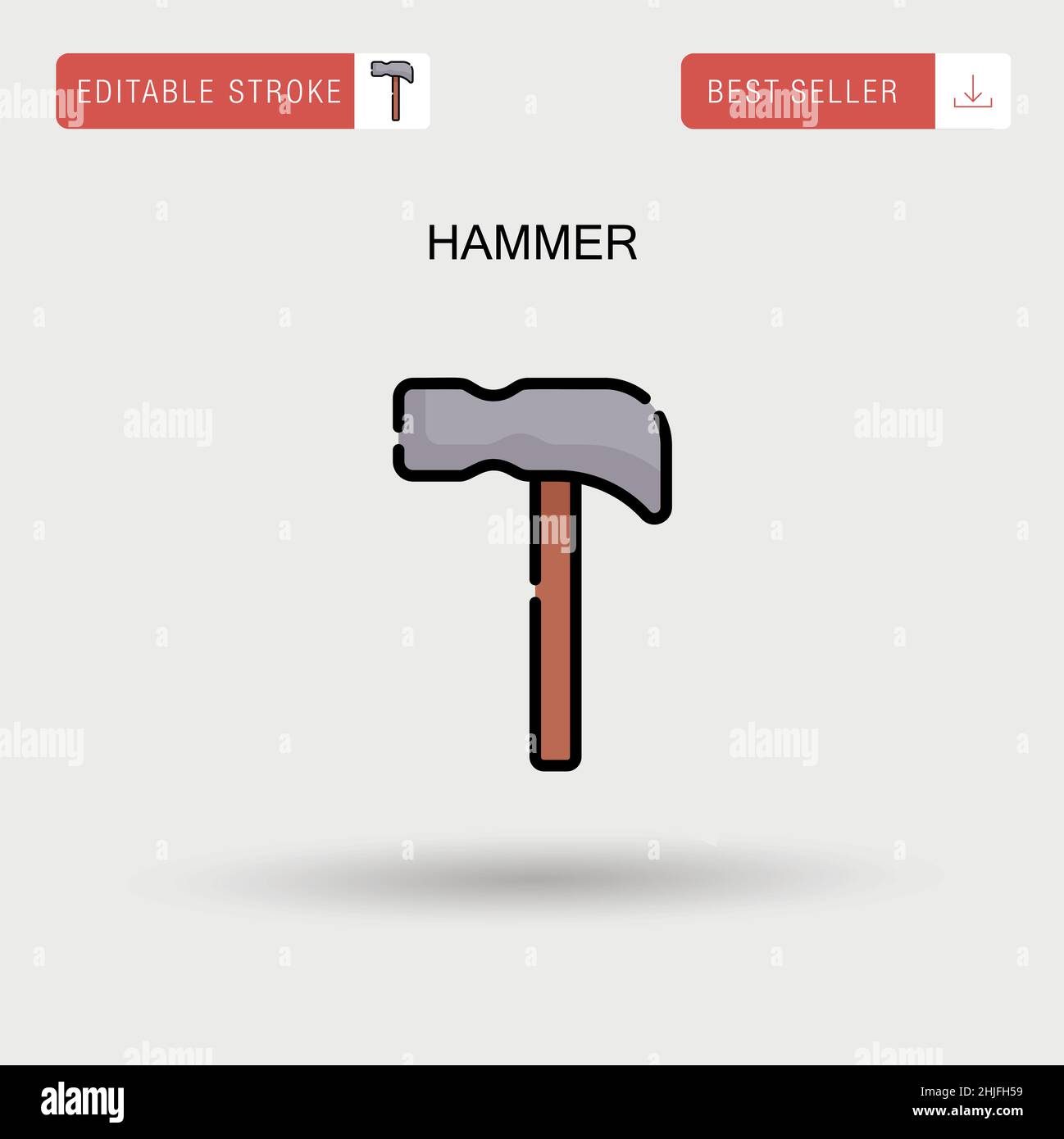 Hammer Simple vector icon. Stock Vector