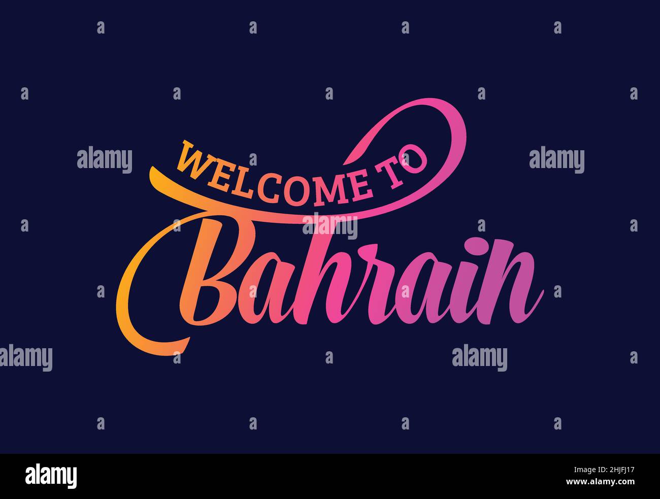 To Bahrain Word Text Creative Font Design Illustration.