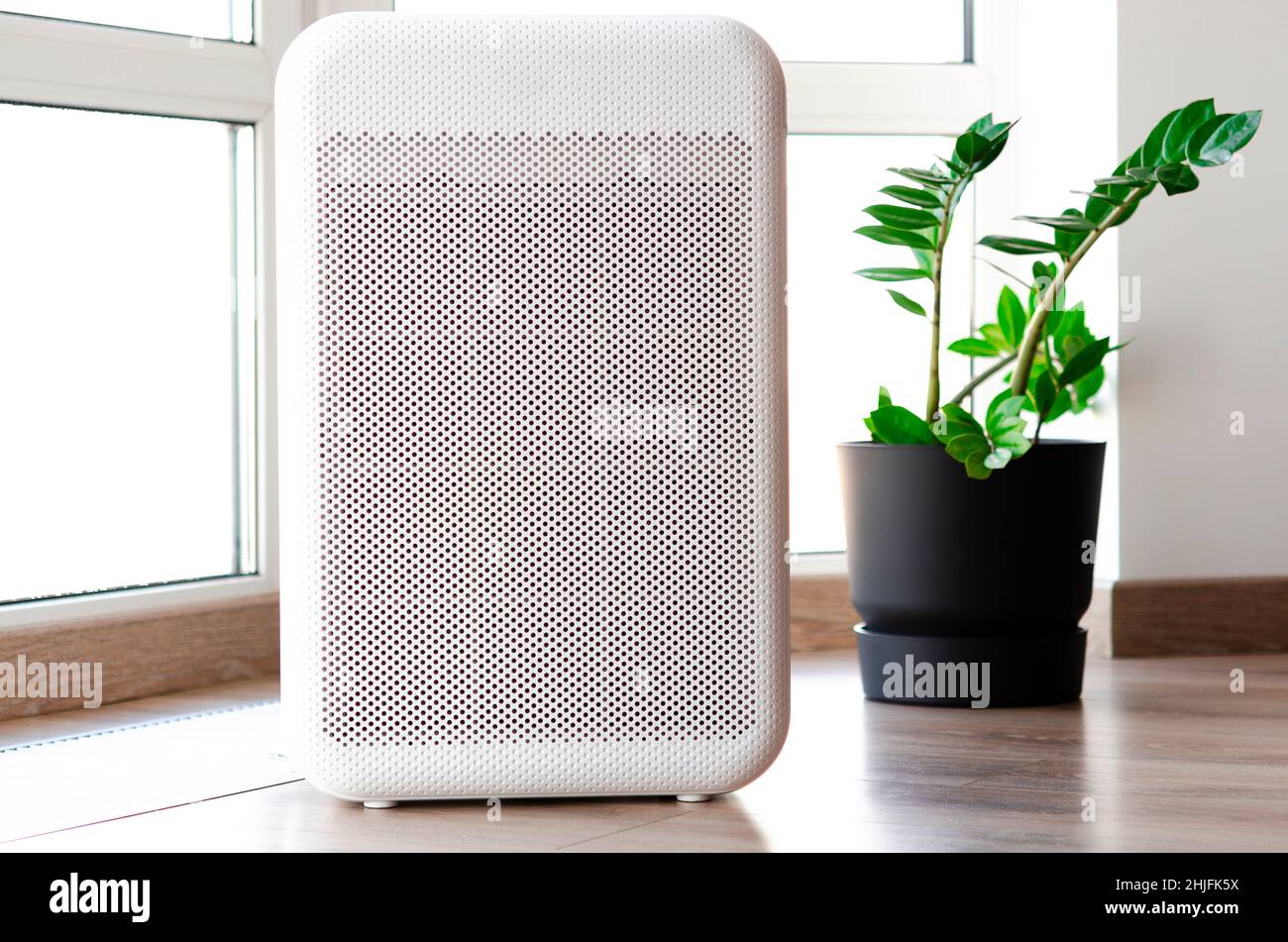 Air purifier in cozy home for filter and cleaning removing dust PM2.5
