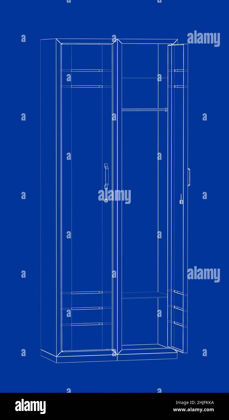 3D wireframe model of wardrobe lockers Stock Photo Alamy