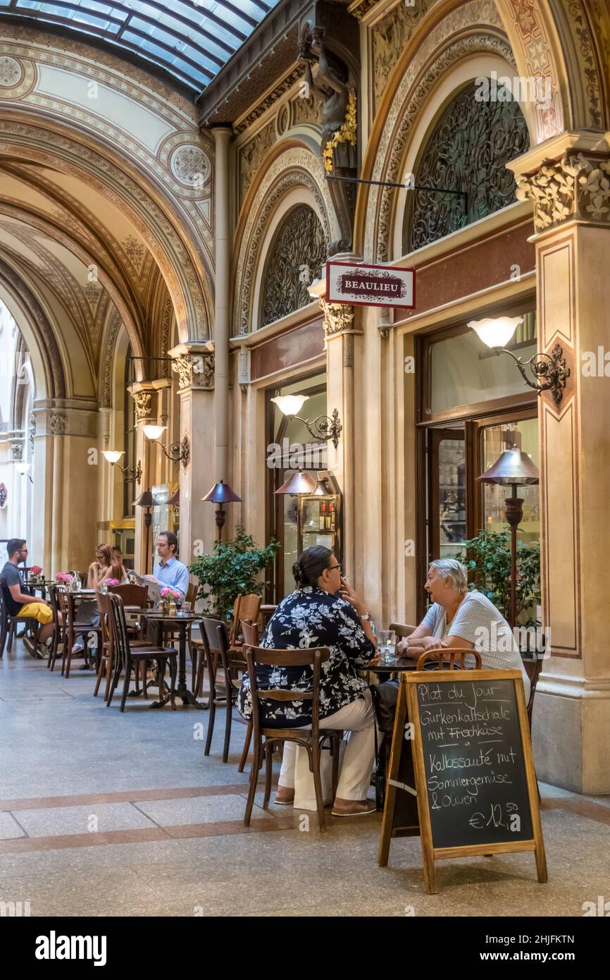 Beaulieu Cafe at Ferstel-Passage Palace in Vienna, Austria, Europe Stock Photo