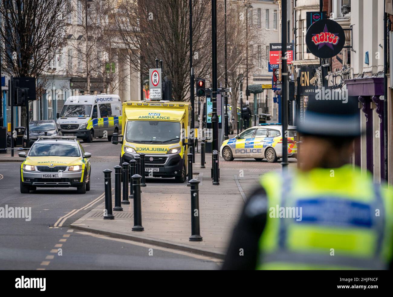 Emergency services on Hall Gate in Doncaster, near to the