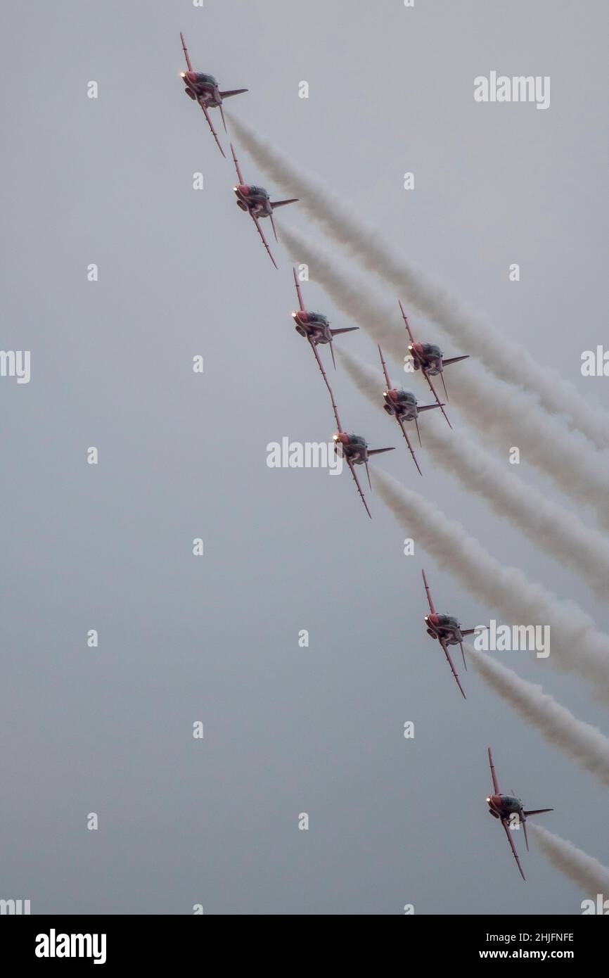 RAF Red Arrows air display Duxford Airshow 2021 Stock Photo