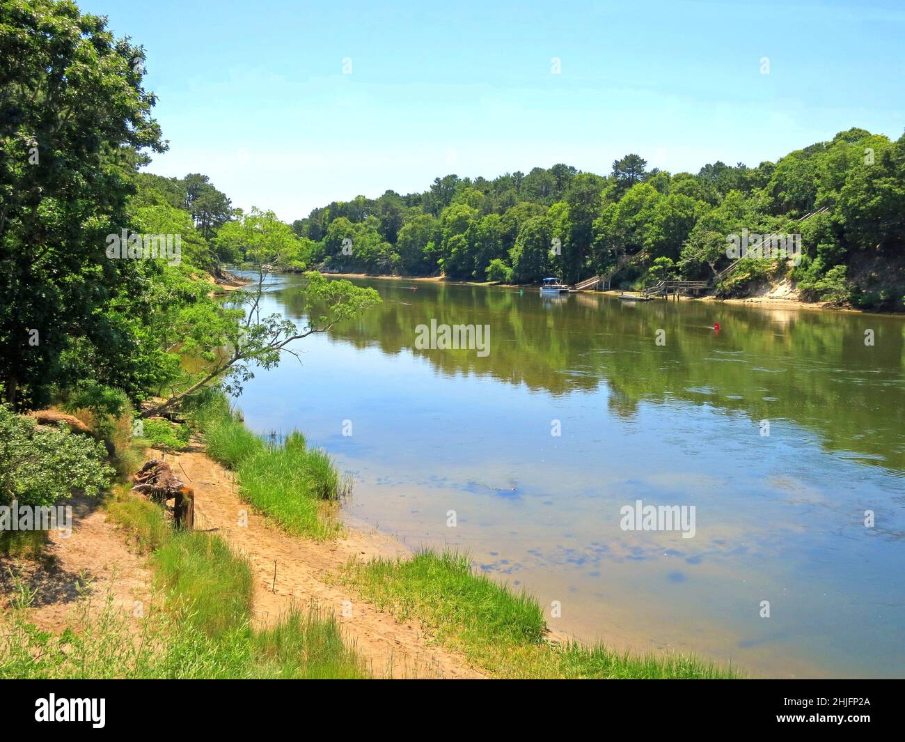 Bass River estuary,reflections. Separates the towns of Yarmouth and Dennis. Bass River in Cape