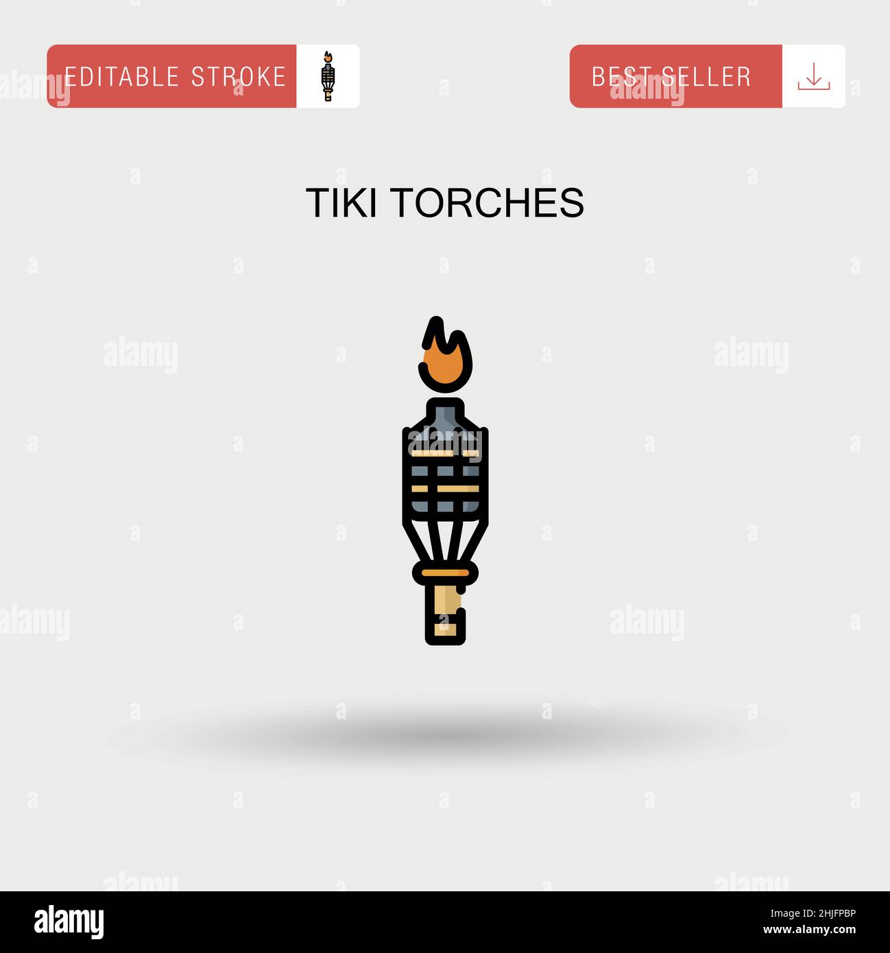 Tiki torches Simple vector icon. Stock Vector