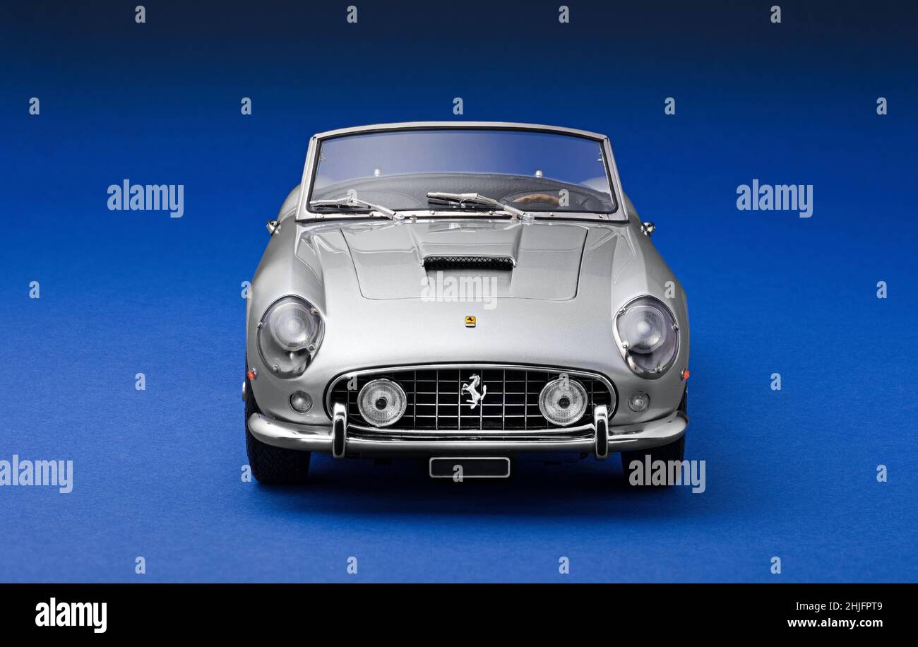 Diecast model car by CMC of Ferrari 250California SWB silver color