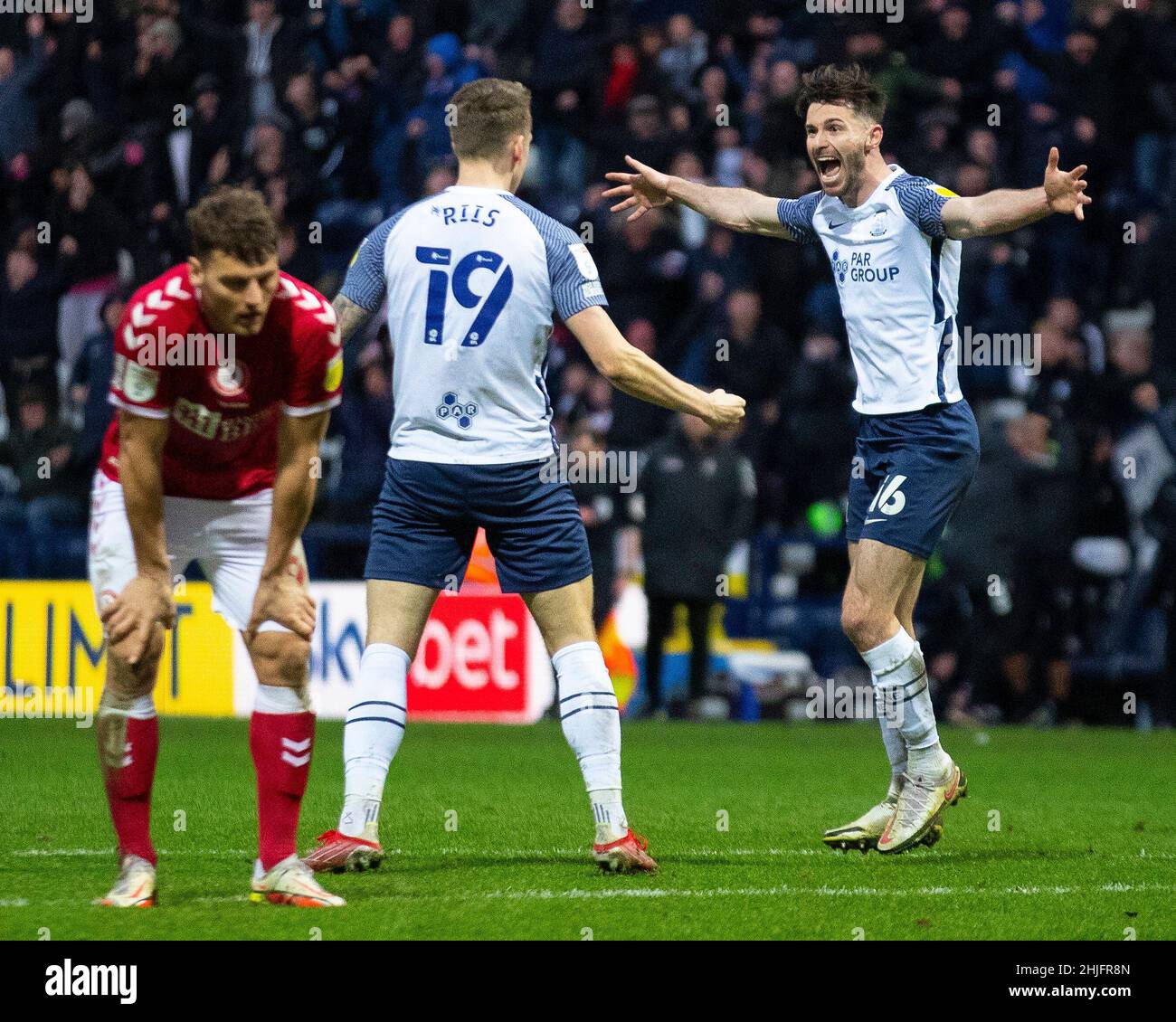 Emil Riis Goal 2-2 Emil Riis Jakobsen #19 of Preston North End celebrates his ...