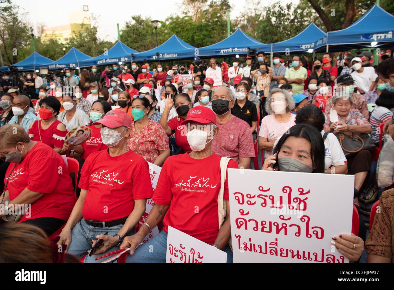 Bangkok, Thailand. 28th Jan, 2022. People who support Pheu Thai Party