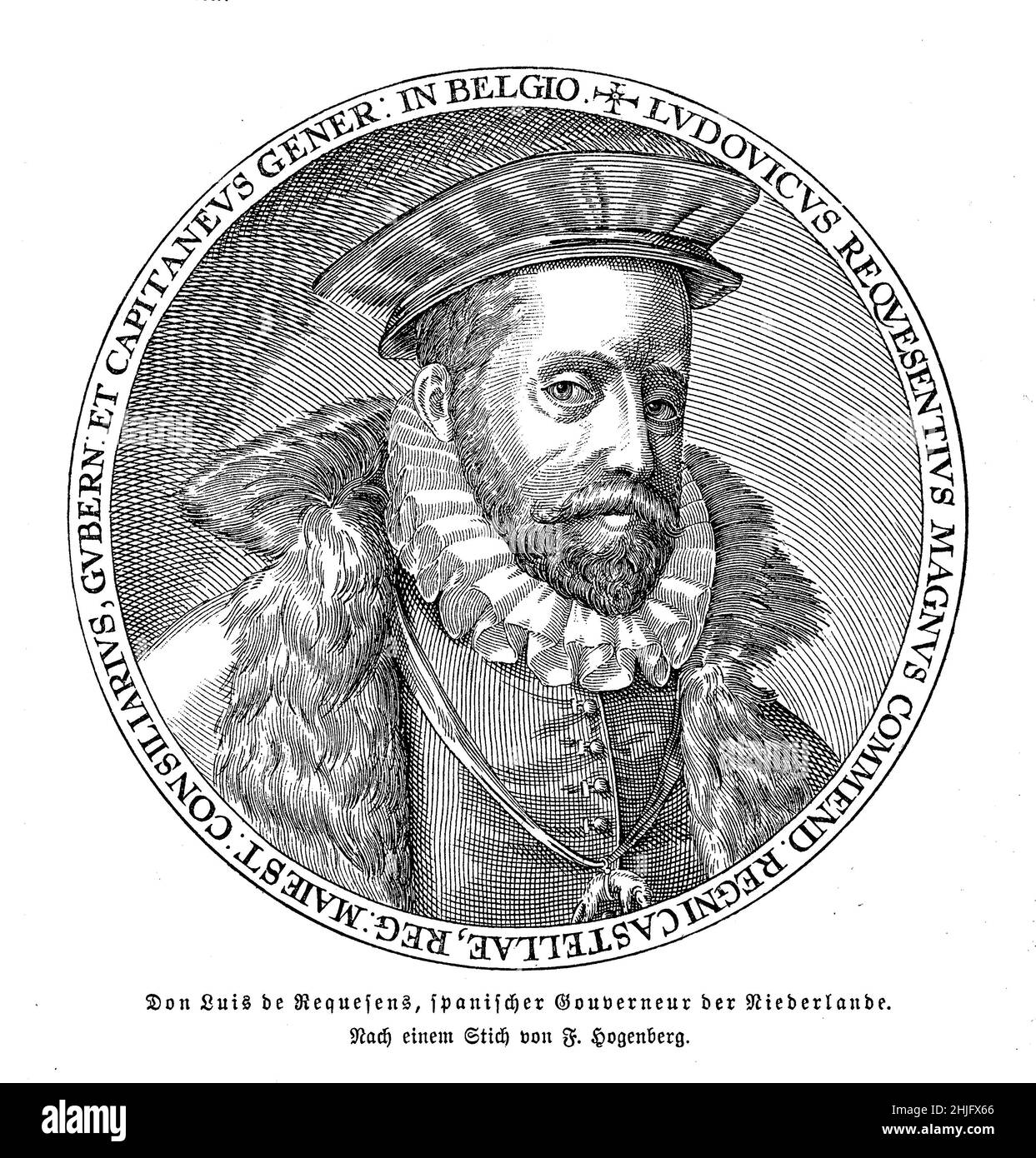 Portrait of Luis de Requesens y Zuniga ( 1528 - 1576)  Spanish general, sailor, diplomat and politician, governor of the Duchy of Milan and of the Spanish Netherlands Stock Photo