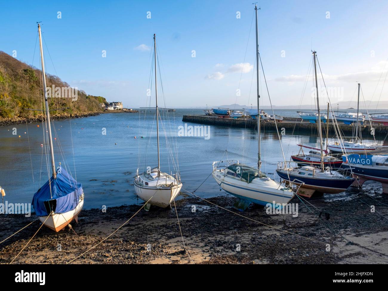 Leisure boats in Aberdour harbour, Fife, Scotland. Stock Photo