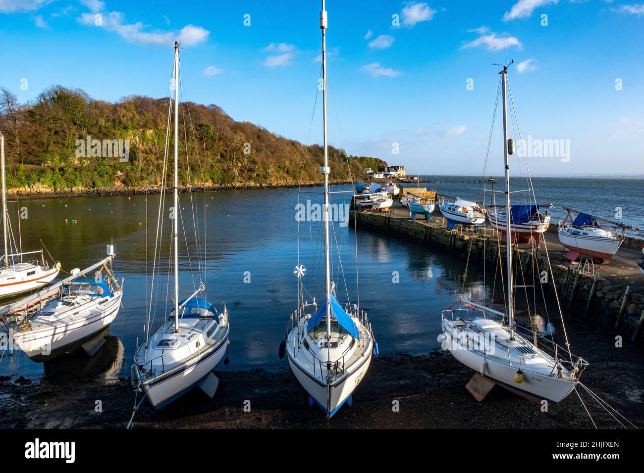 Leisure boats in Aberdour harbour, Fife, Scotland. Stock Photo