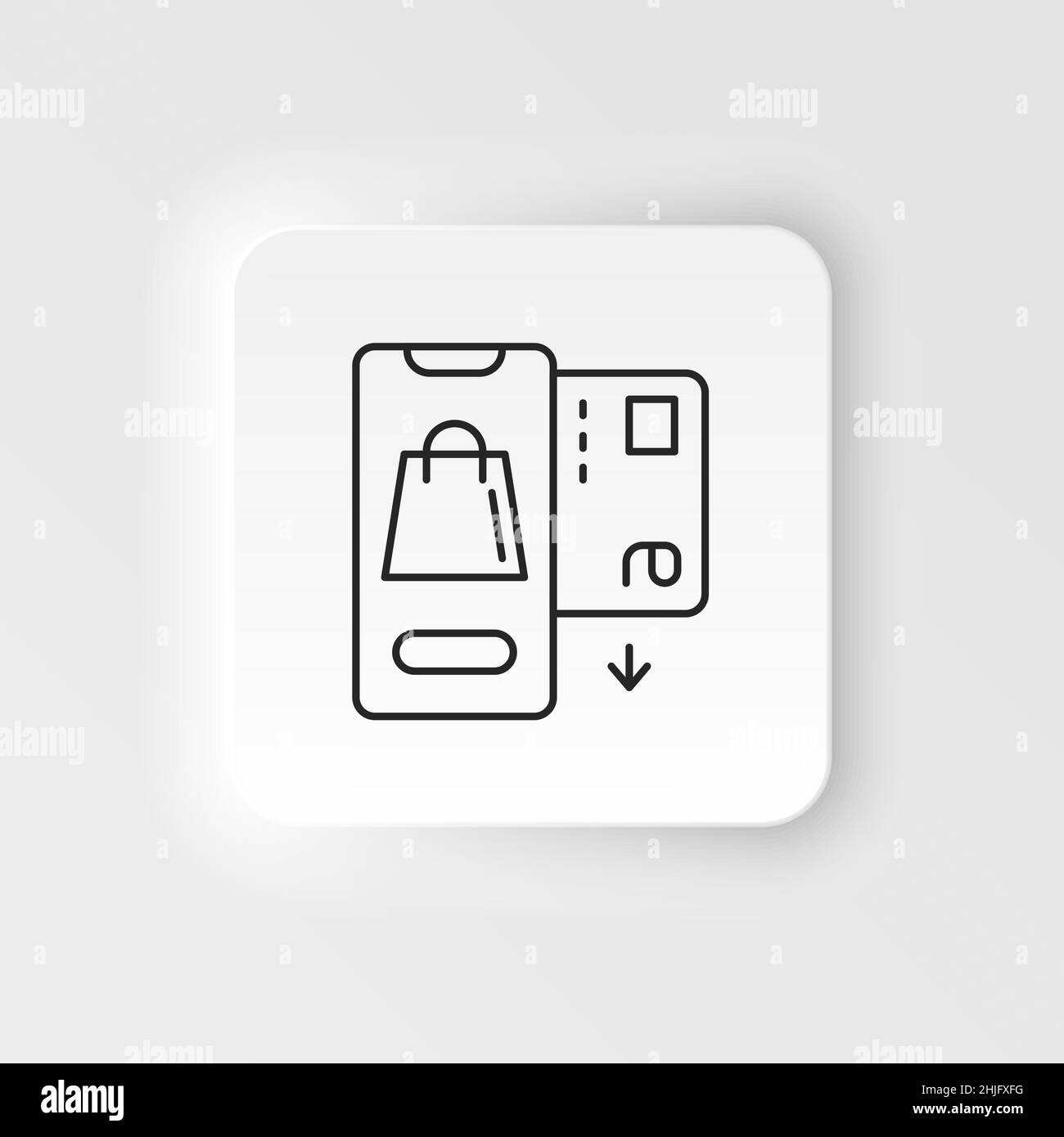 E-commerce neumorphic style vector icon smartphone, car, package outline vector icon icon set Stock Vector