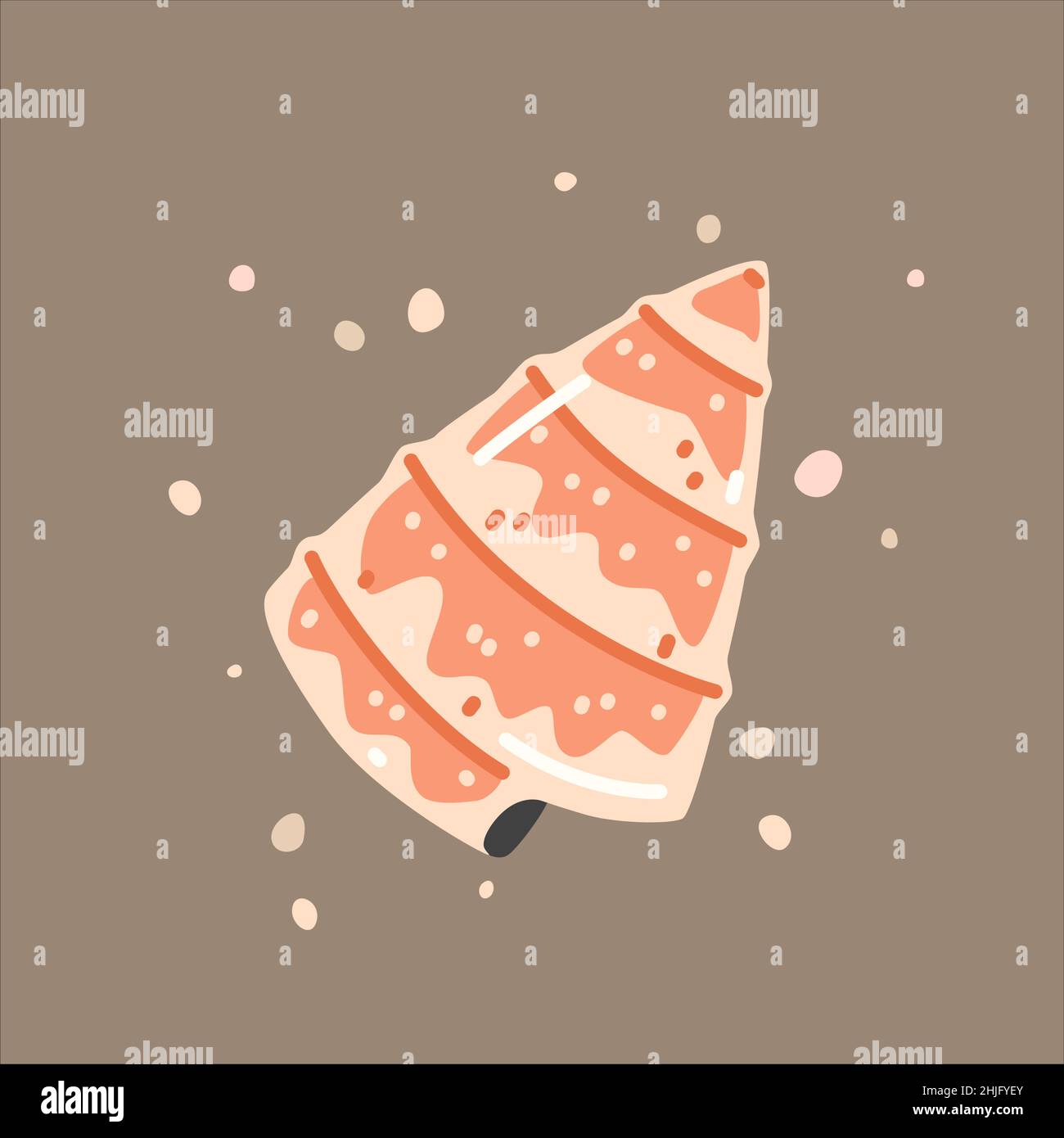 Pink spotted  sea shell (trochus). Vector flat illustration Stock Vector