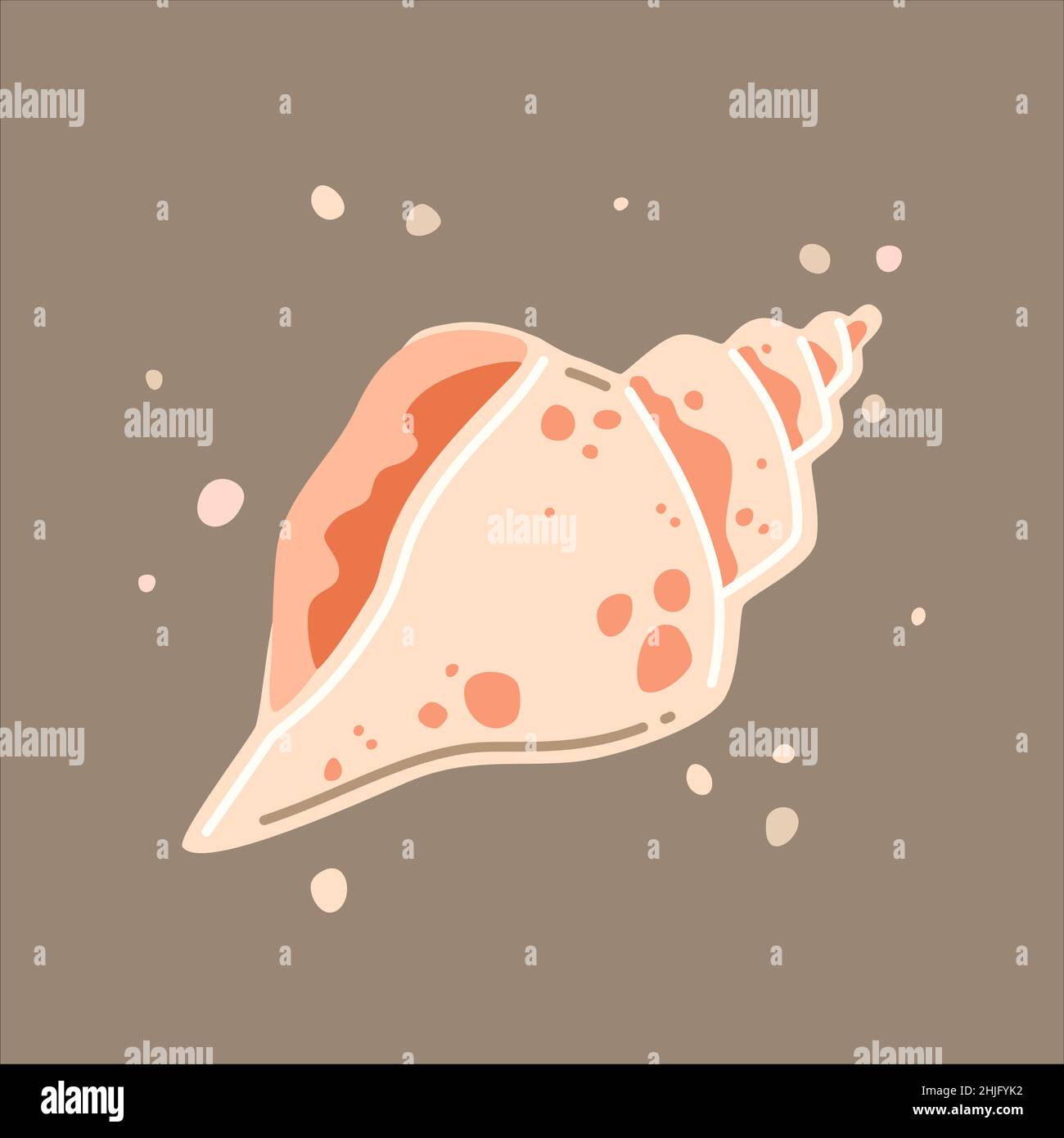 Pink spotted sea shell. Vector flat illustration Stock Vector