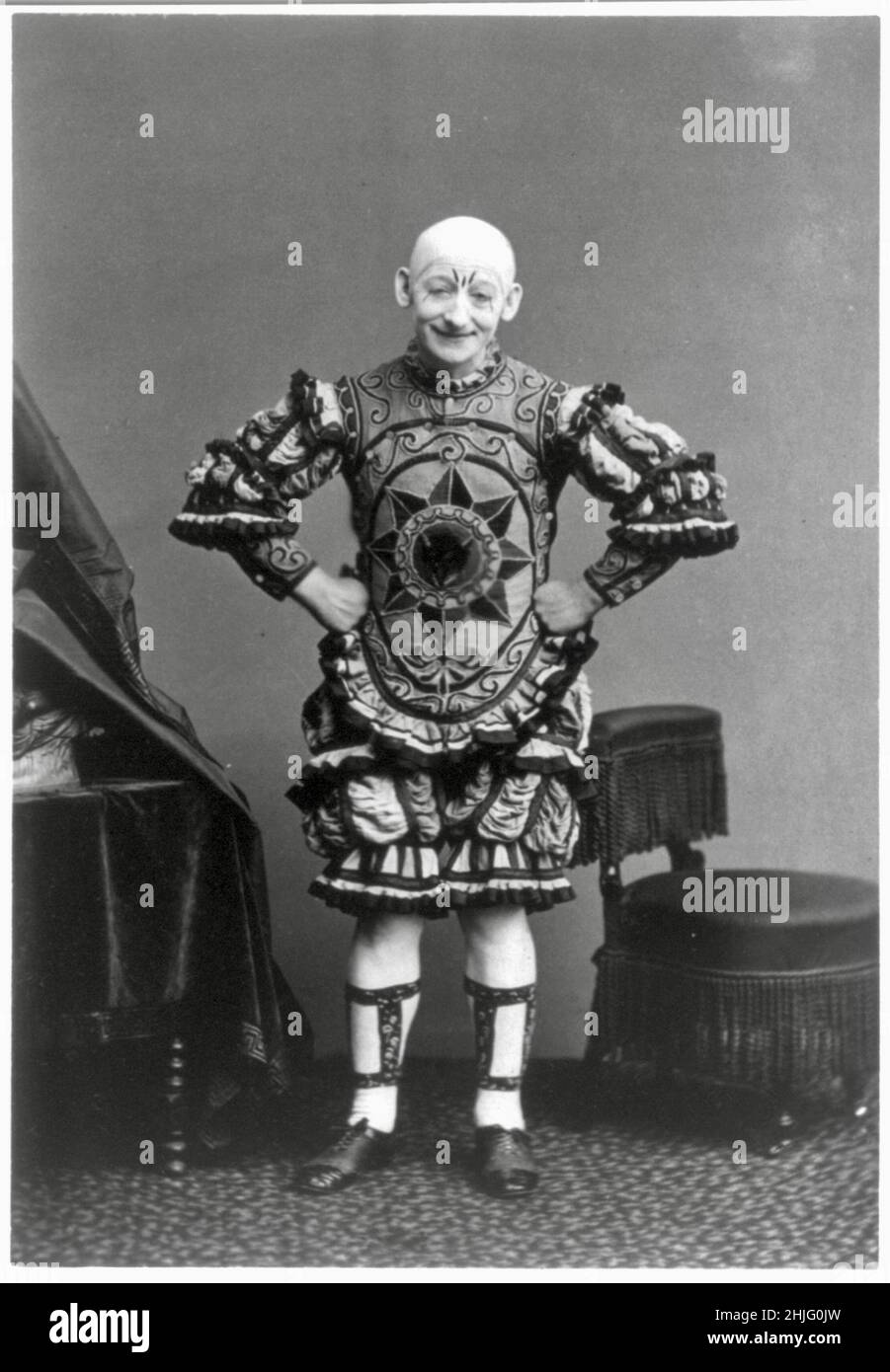 George L Fox as Humpty Dumpty in the 1868 Broadway pantomime production. Stock Photo